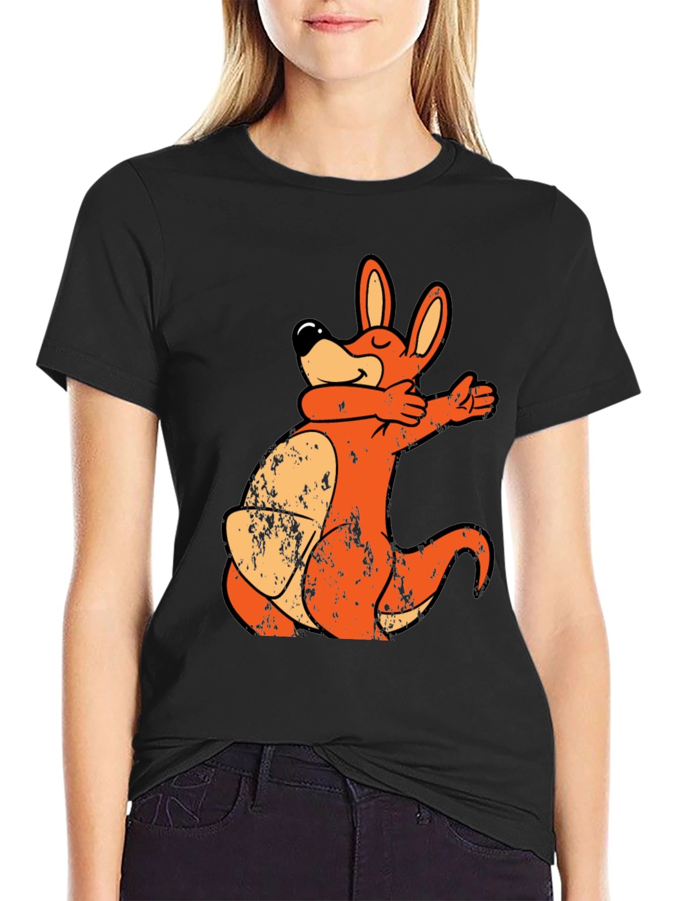 Cartoon Kangaroo Dab T-Shirt - Unique Design