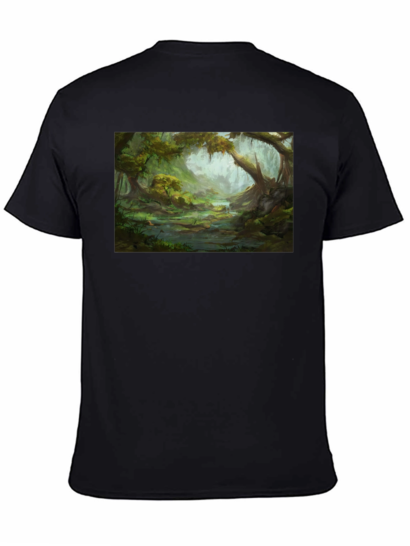 Swamp Landscape Graphic Tee - Black Relaxed Fit