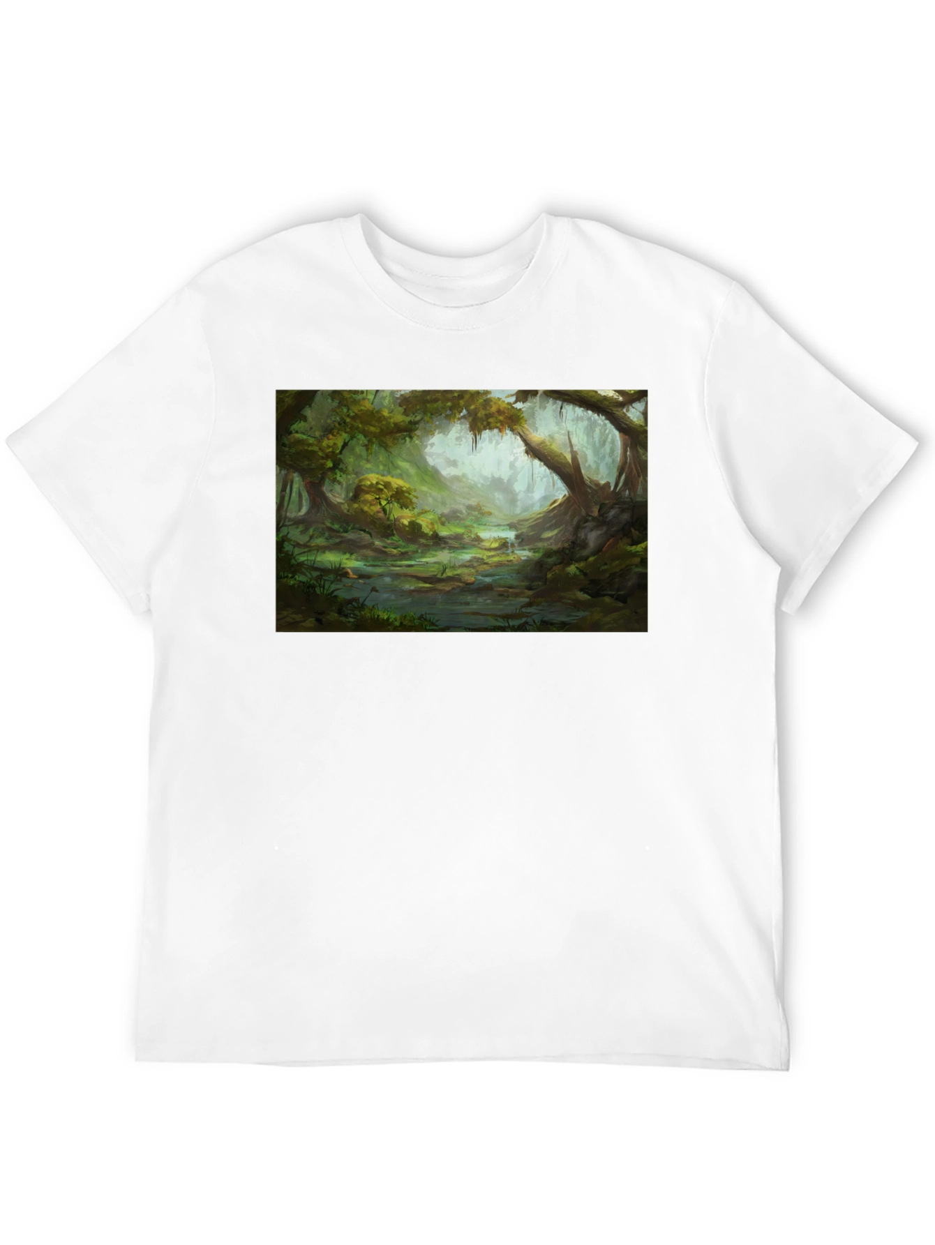 Swamp Landscape Graphic Tee - Black Relaxed Fit