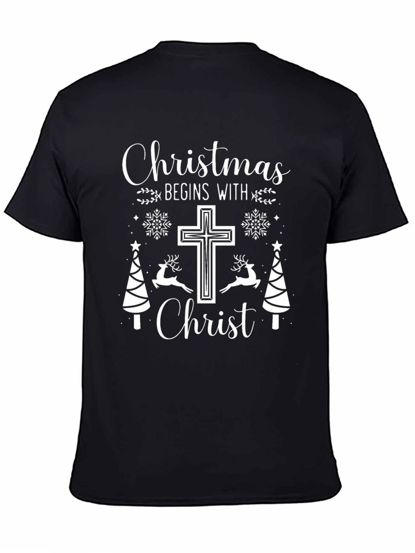 Christmas Begins With Christ Black T-Shirt