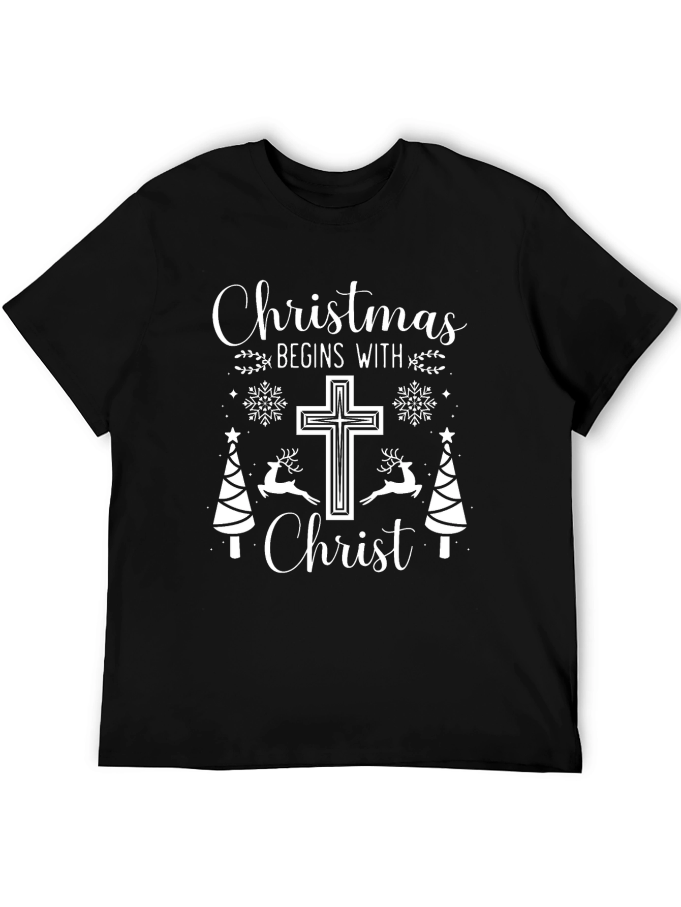 Christmas Begins With Christ Black T-Shirt