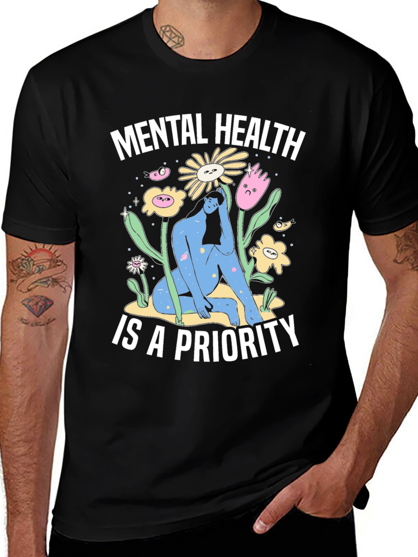 Mental Health Priority T-Shirt - Unisex Black Tee