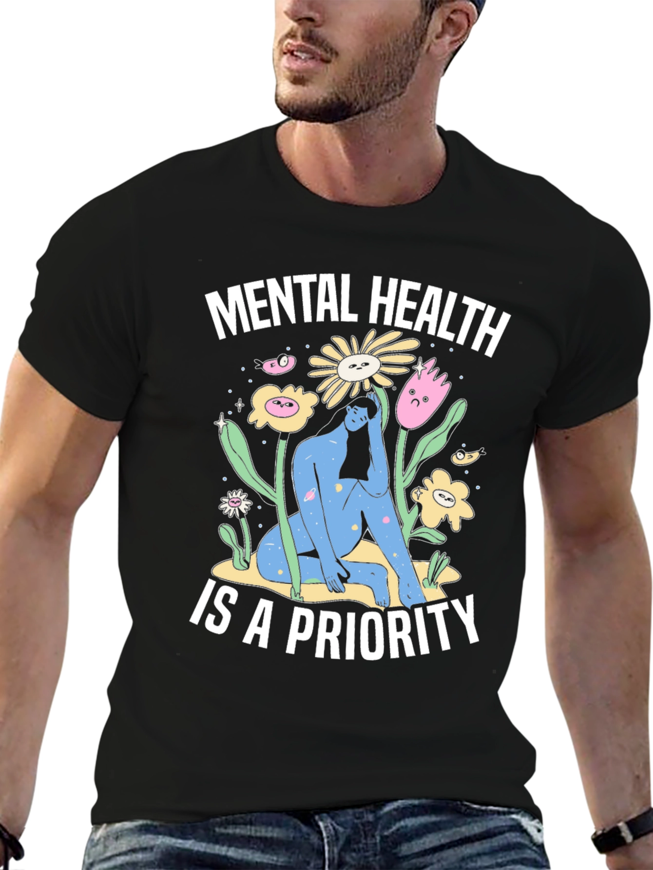 Mental Health Priority T-Shirt - Unisex Black Tee