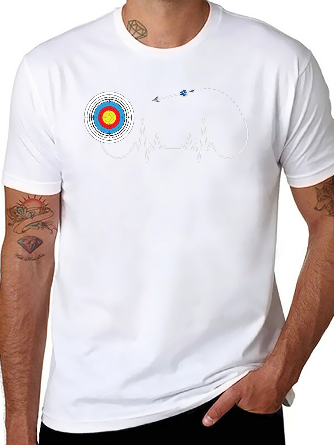 Archery Heartbeat T-Shirt - Target & Arrow Design