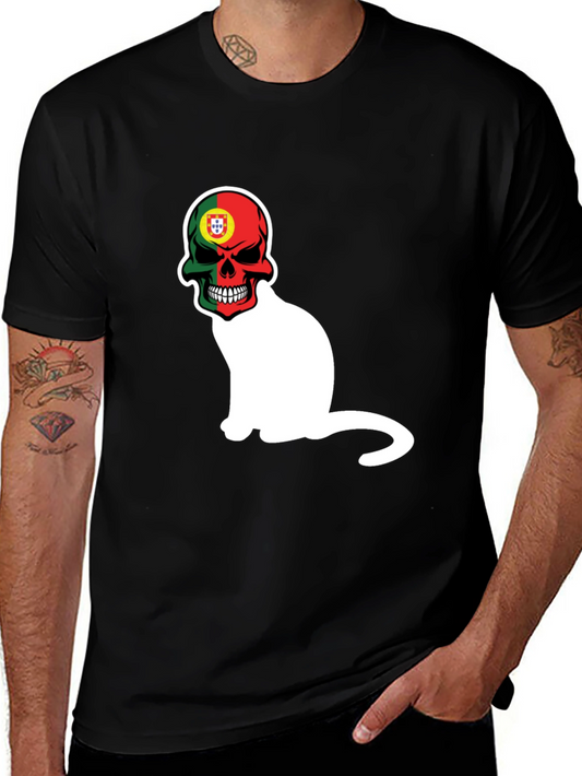 Portugal Skull Cat Graphic Tee - Mens Black T-Shirt