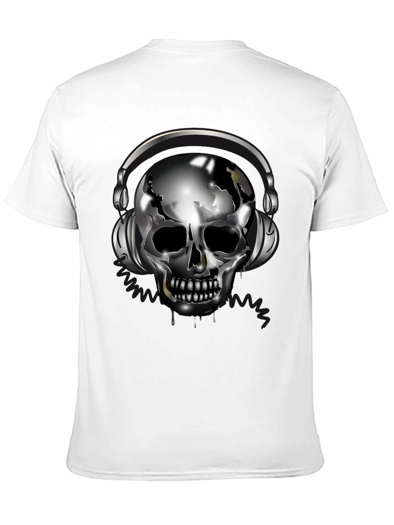 Skull with Headphones Black T-Shirt
