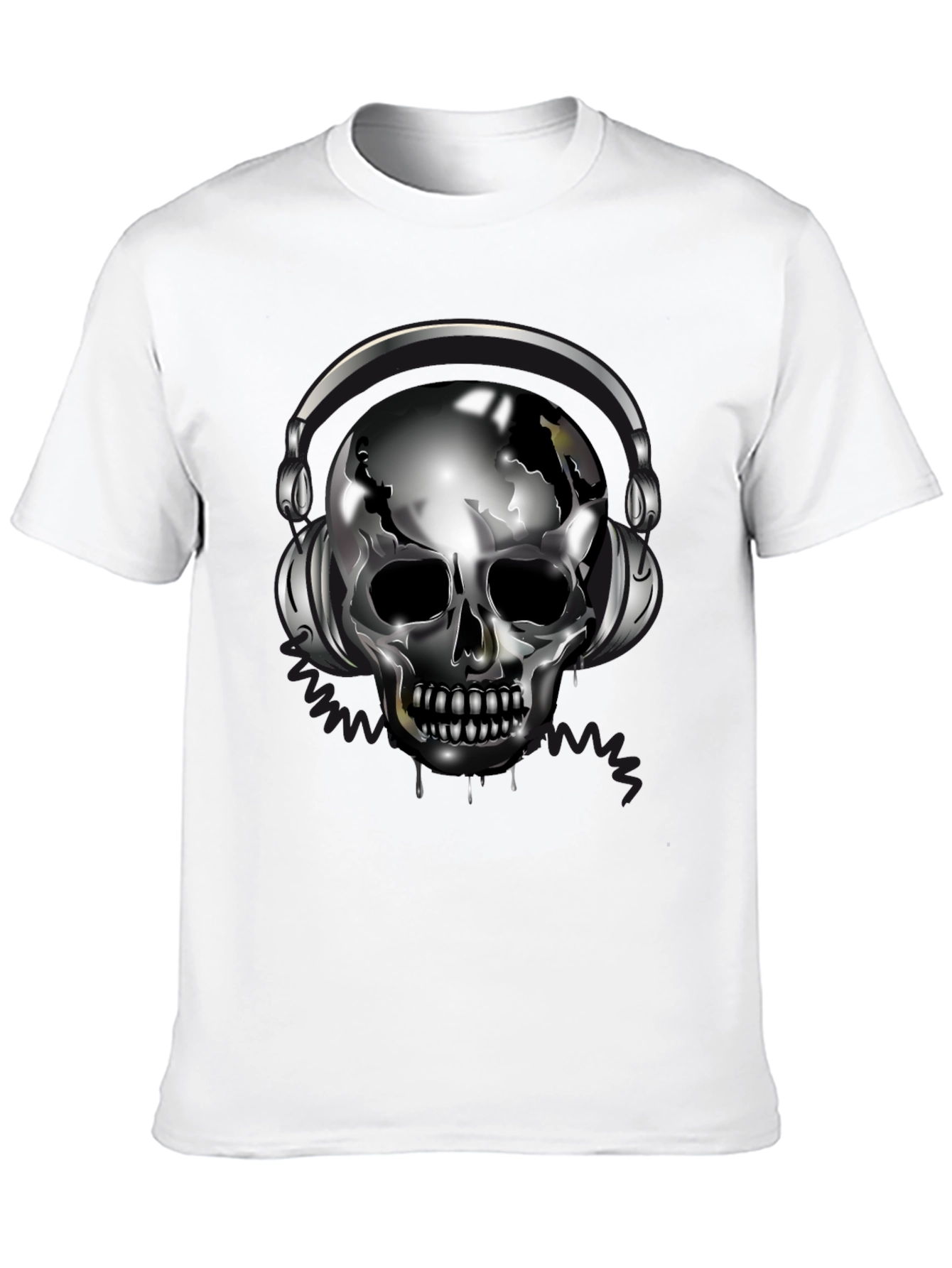 Skull with Headphones Black T-Shirt
