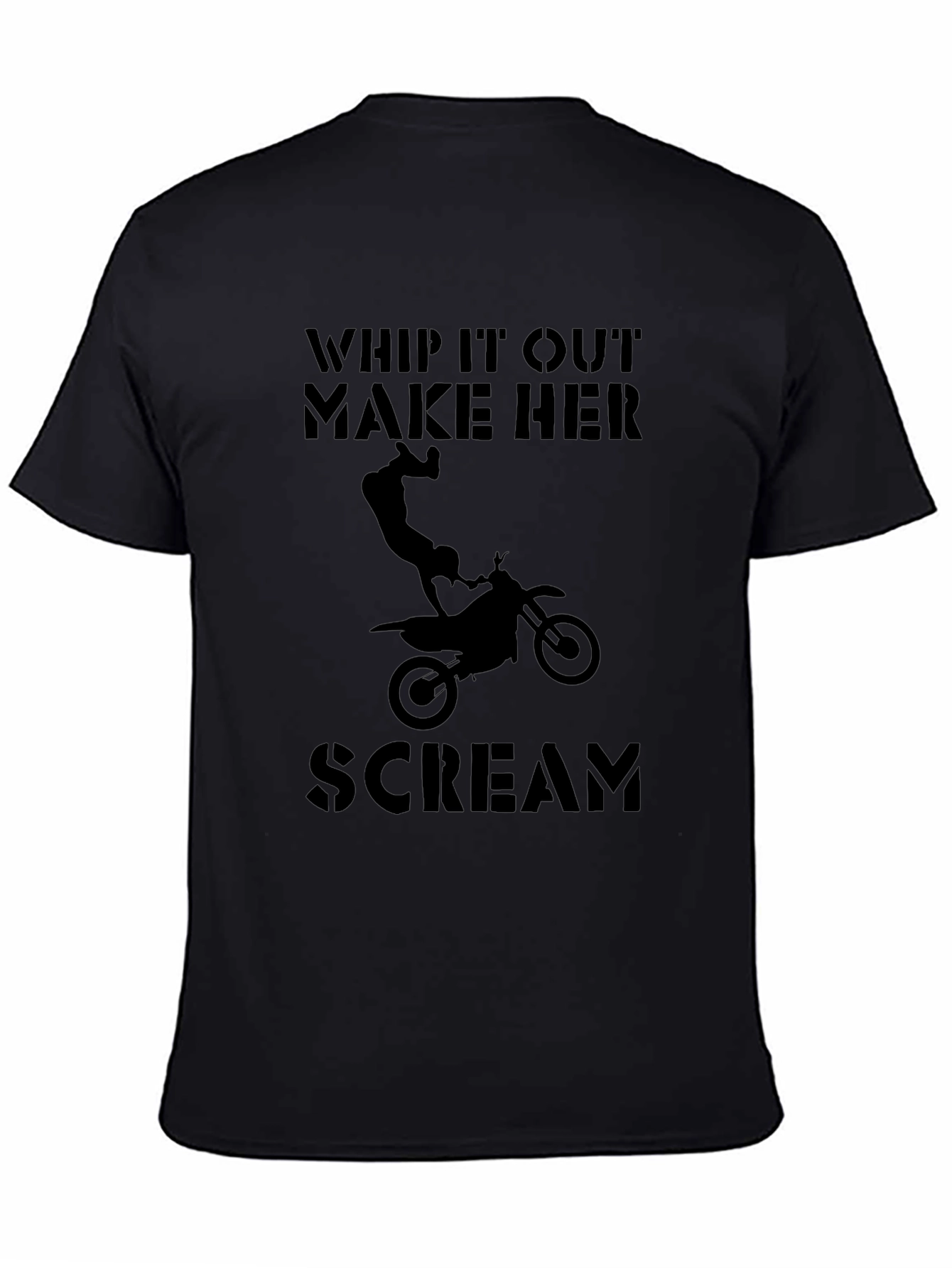 Whip It Out Make Her Scream Black Graphic Tee