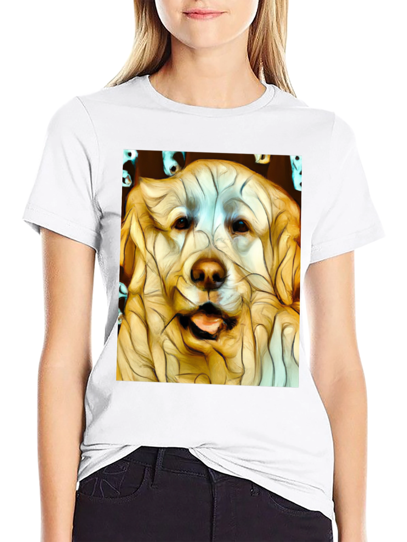 Dog Art Print Black T-Shirt