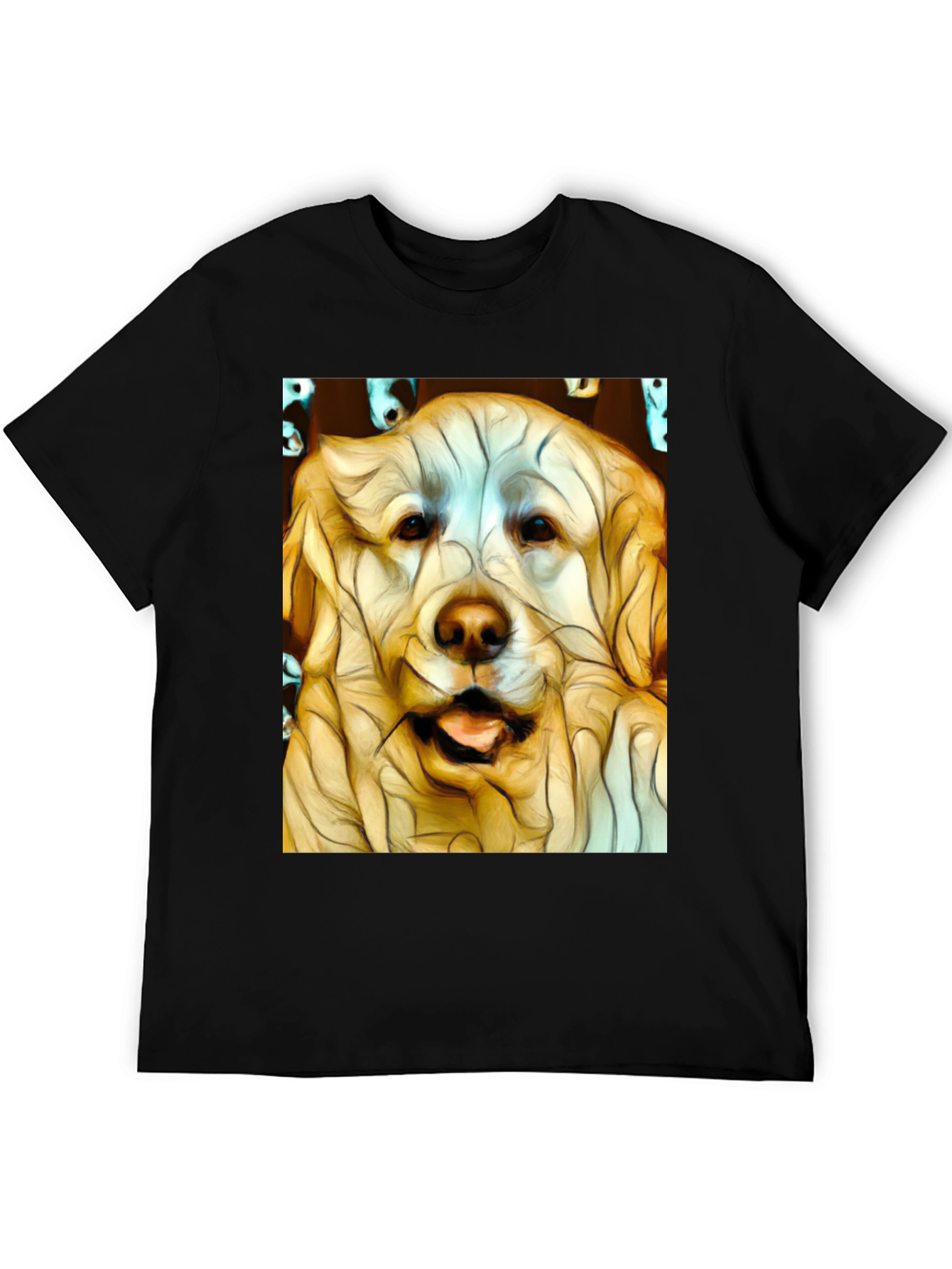 Dog Art Print Black T-Shirt