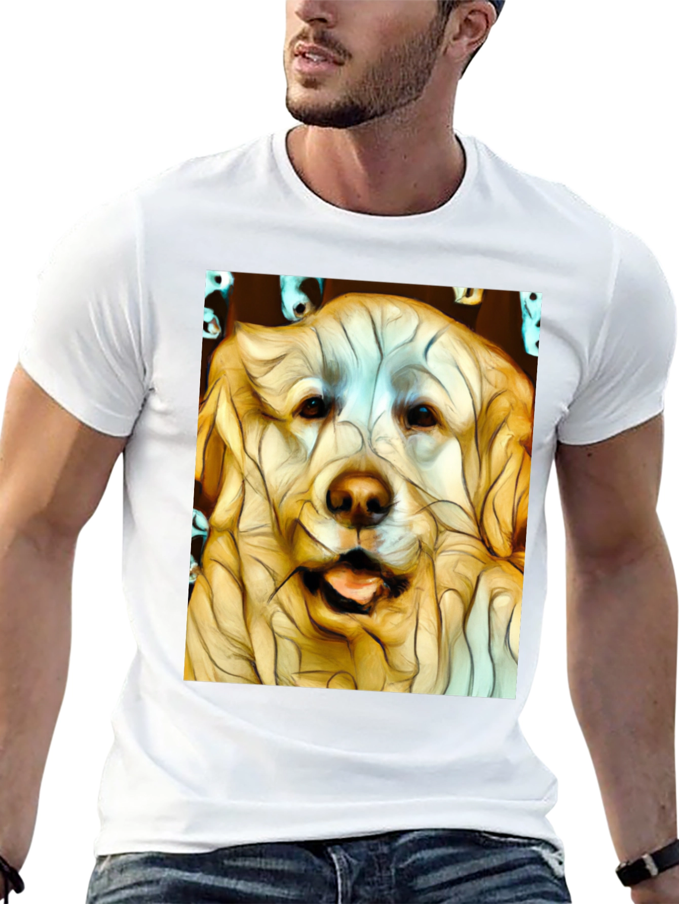 Dog Art Print Black T-Shirt