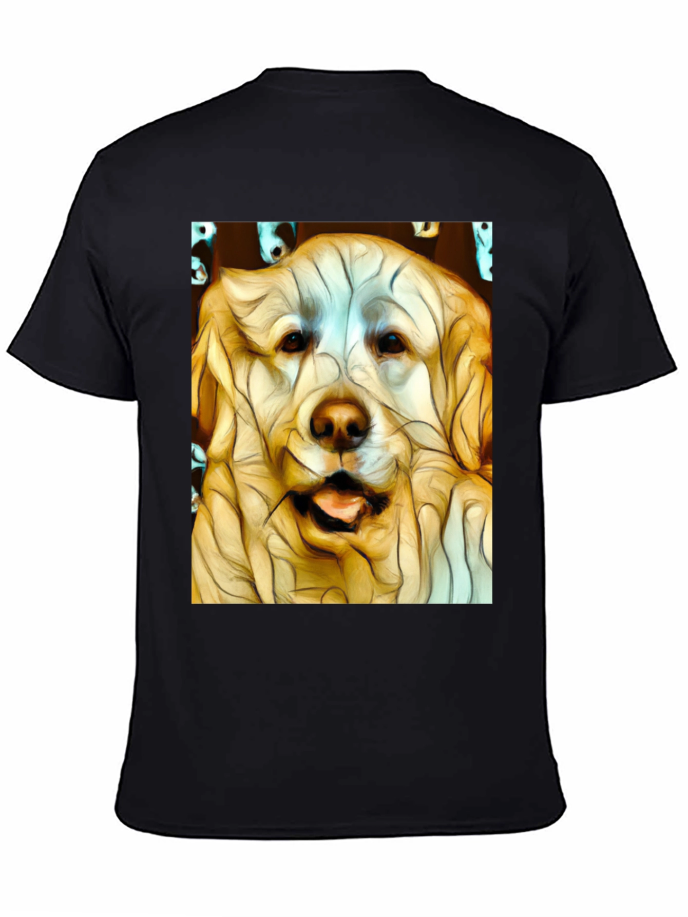 Dog Art Print Black T-Shirt