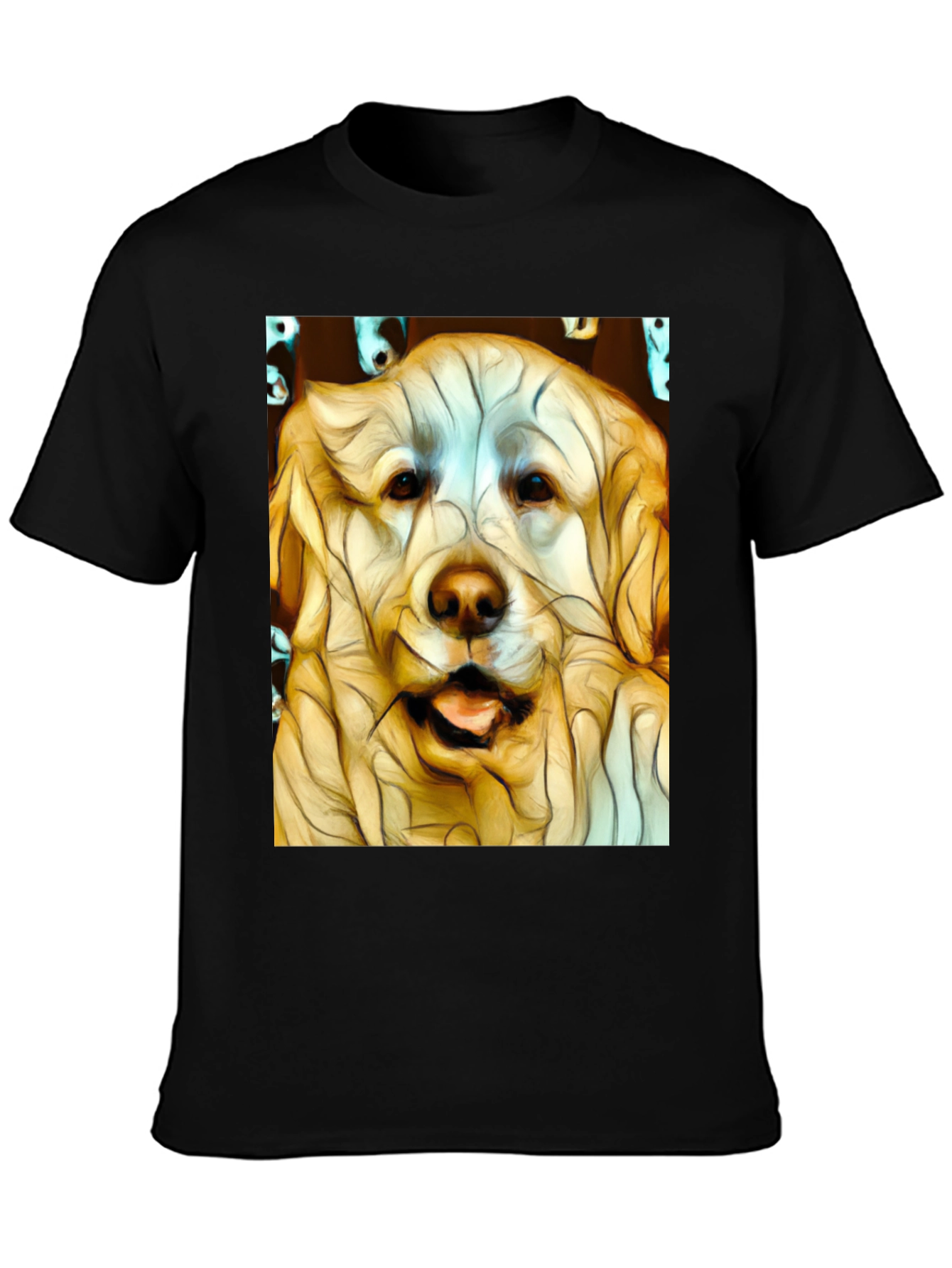 Dog Art Print Black T-Shirt
