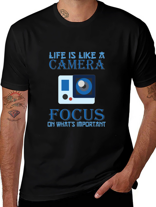 Life Camera Focus Graphic Tee - Mens Black T-Shirt
