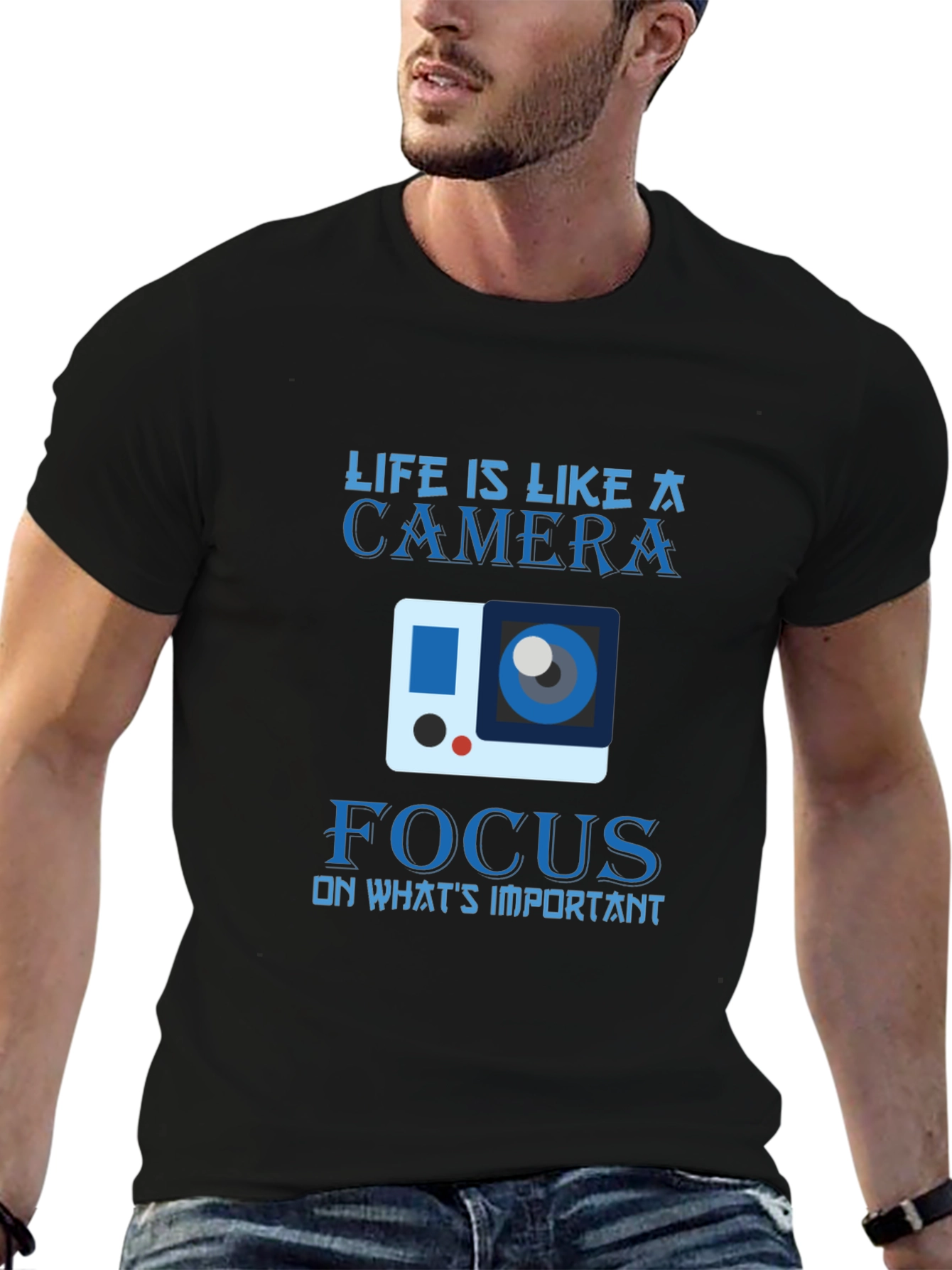 Life Camera Focus Graphic Tee - Mens Black T-Shirt
