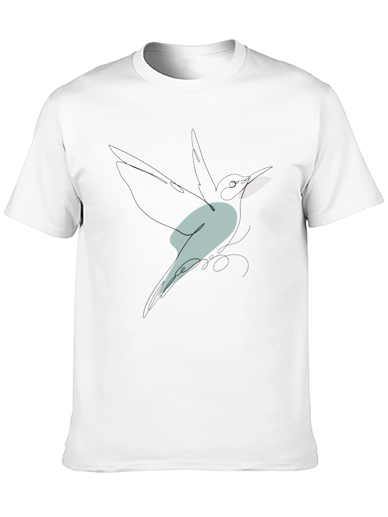 Abstract Bird Line Art Graphic Tee - Black