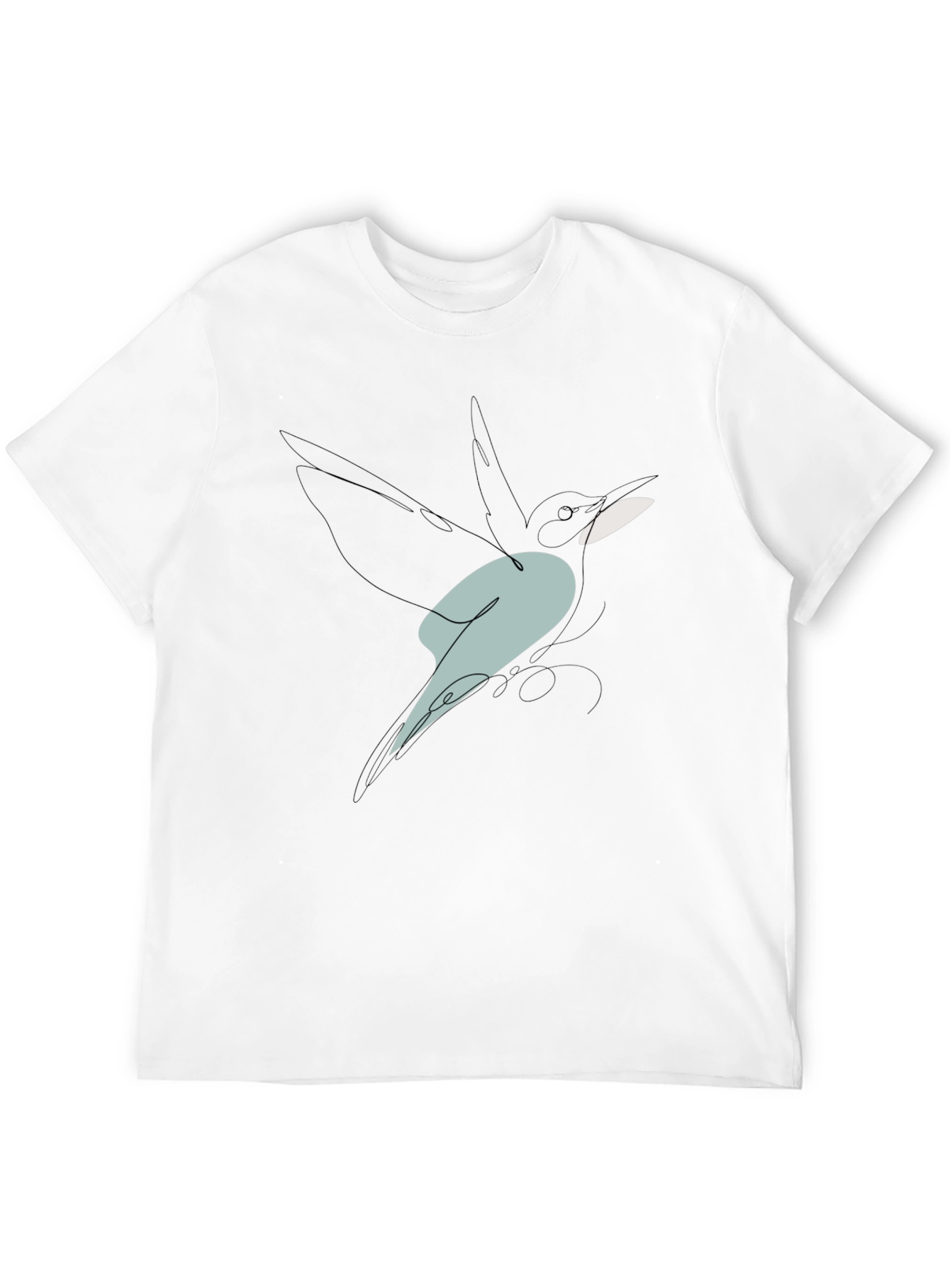 Abstract Bird Line Art Graphic Tee - Black