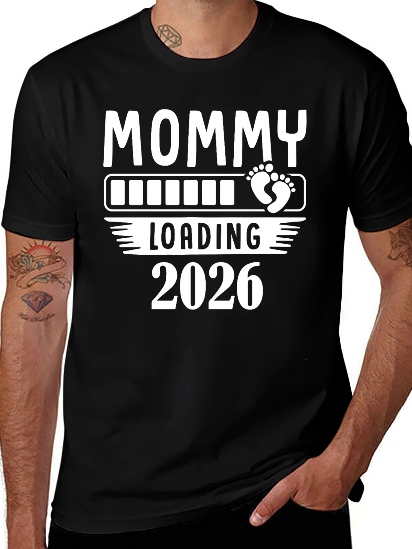 Mommy Loading 2026 Graphic Tee - Pregnancy Announcement T-Shirt