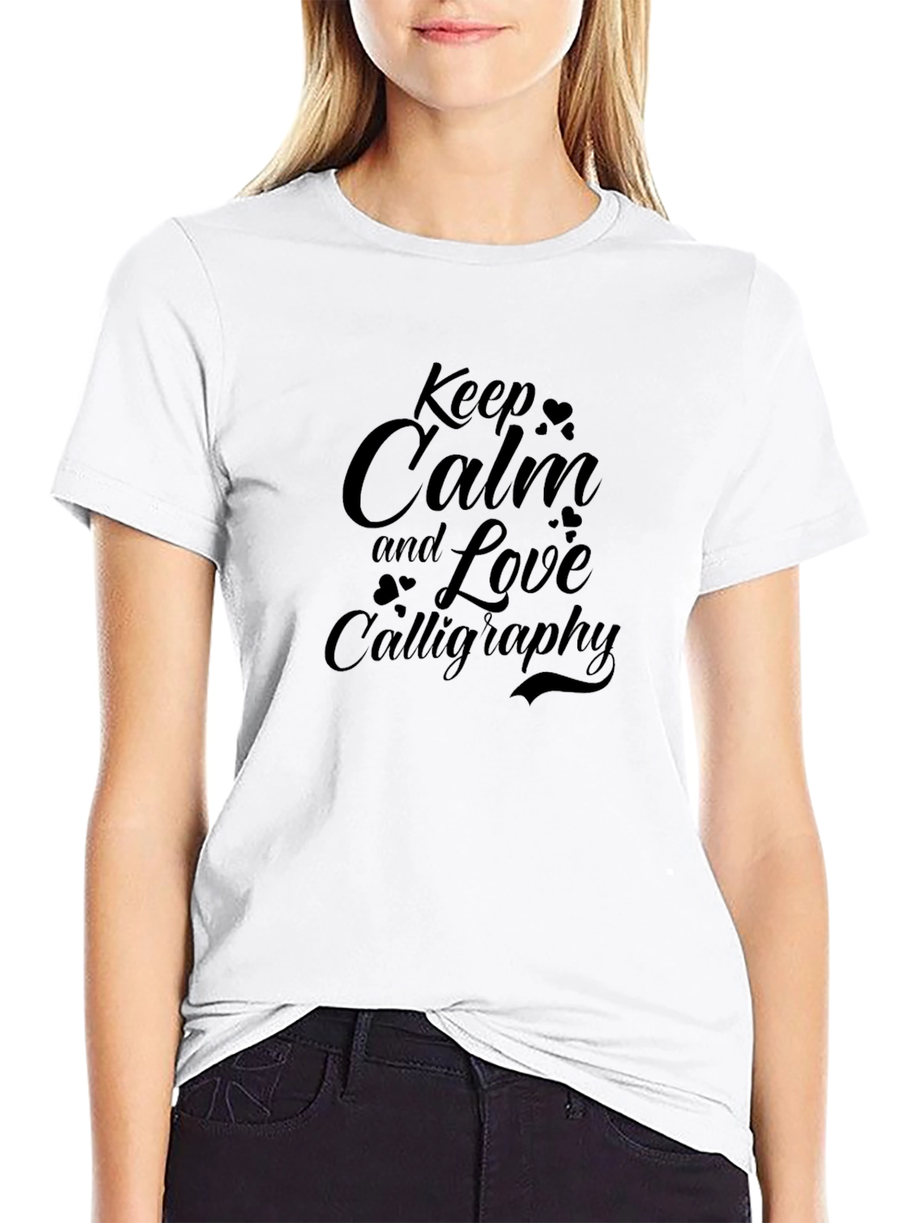 Keep Calm & Love Calligraphy - Black T-Shirt