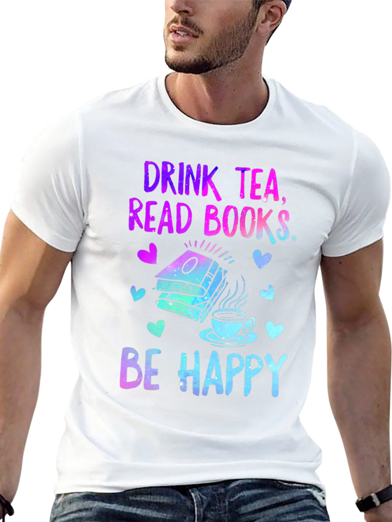 Drink Tea Read Books Be Happy Graphic T-Shirt