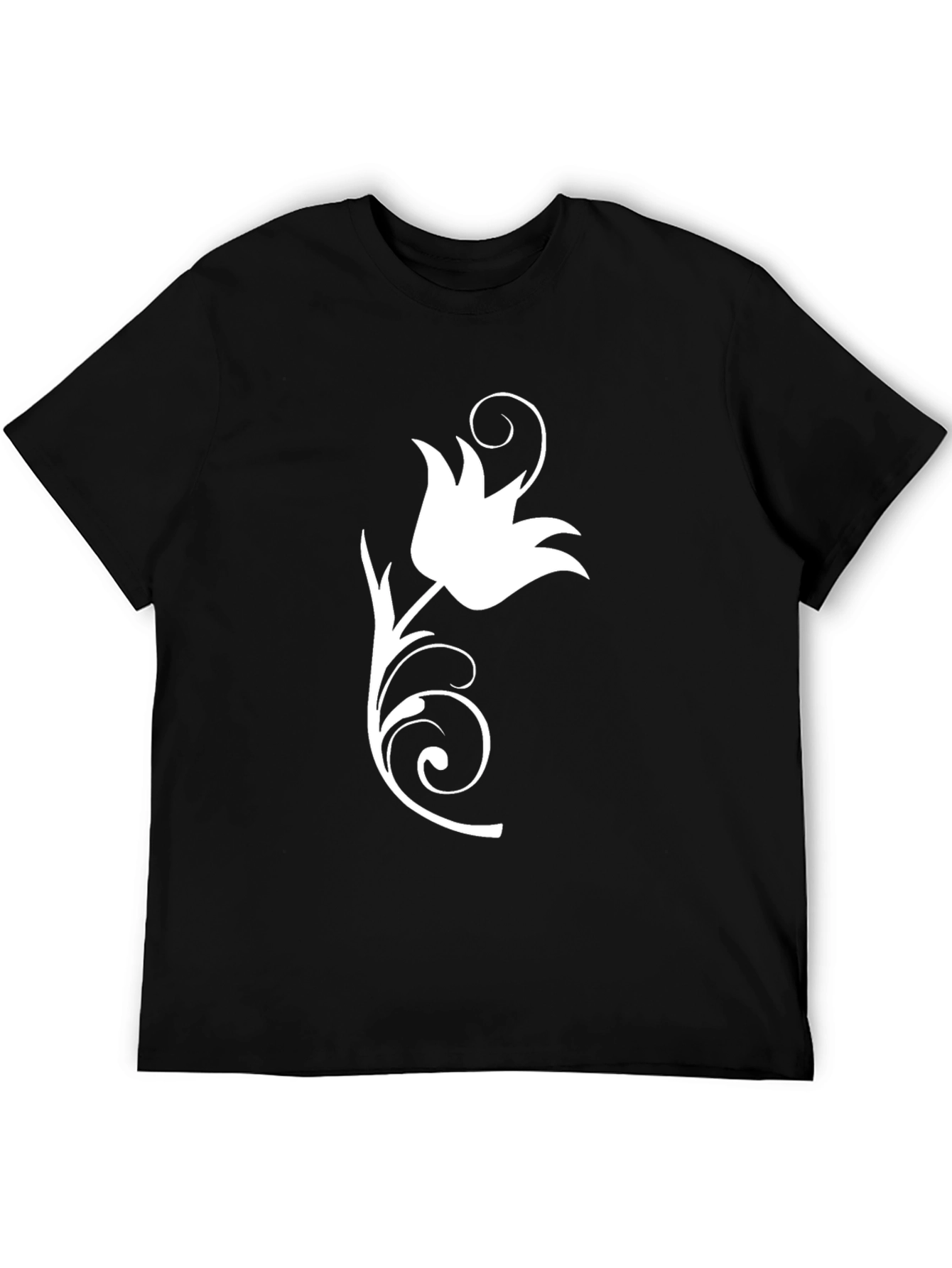 Elegant Black T-Shirt with Floral Design