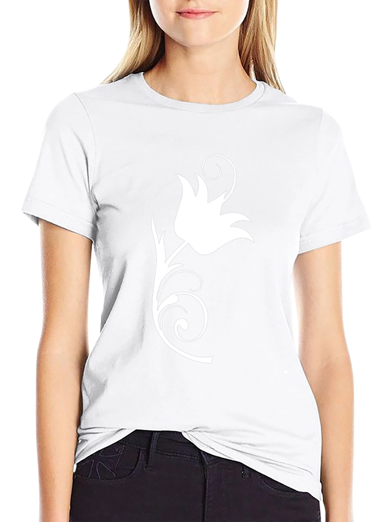 Elegant Black T-Shirt with Floral Design