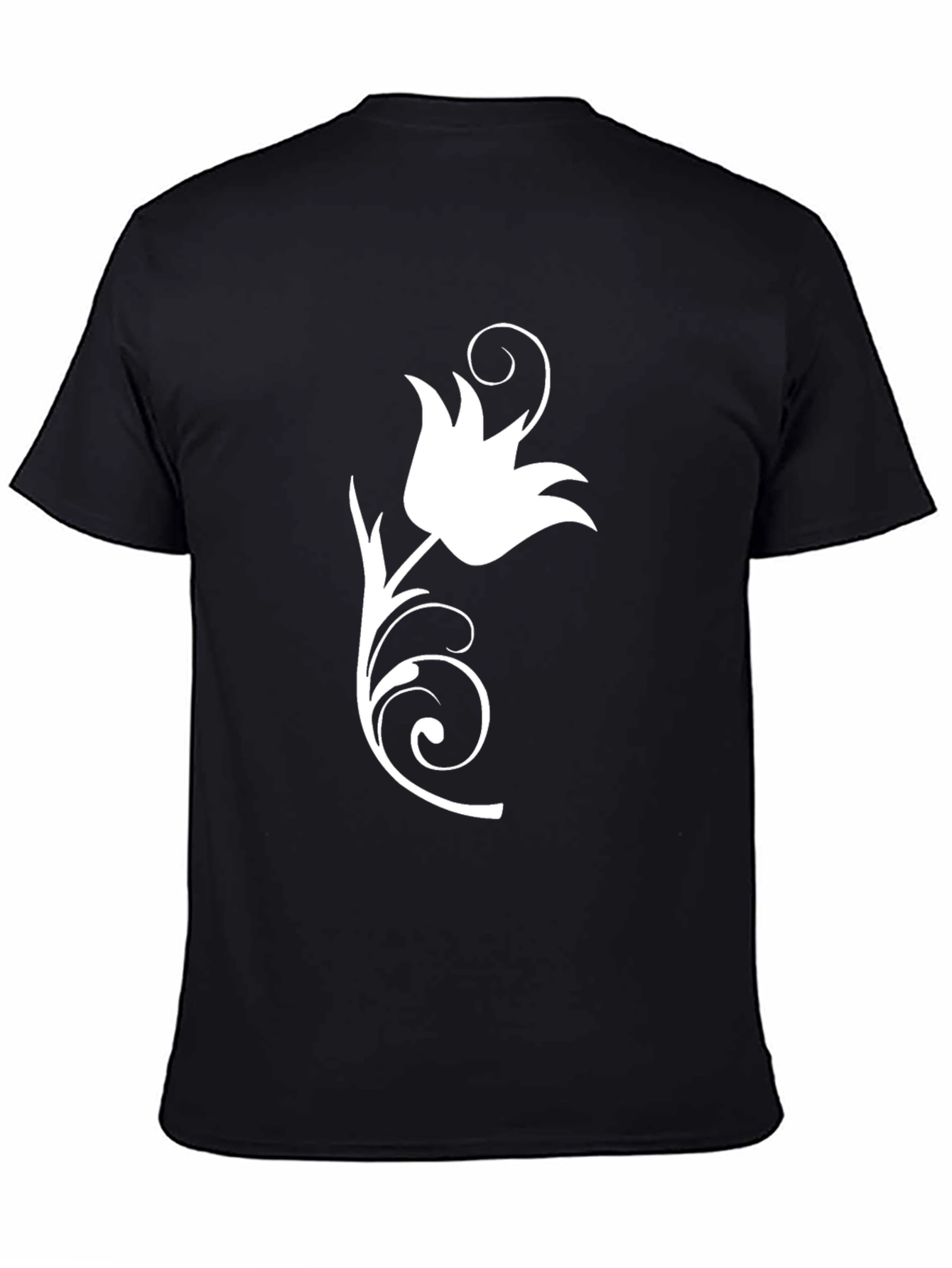 Elegant Black T-Shirt with Floral Design