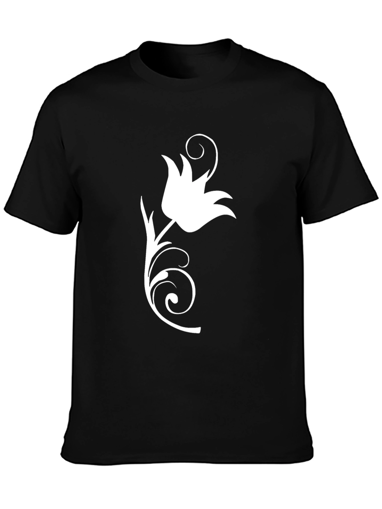 Elegant Black T-Shirt with Floral Design