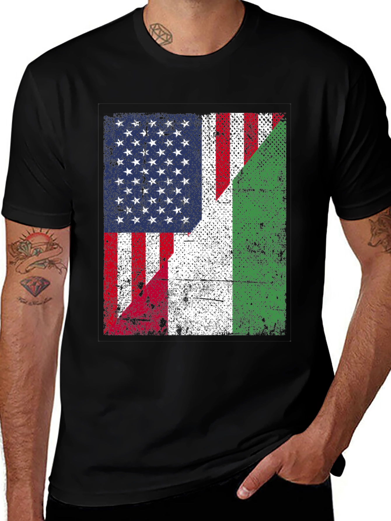 USA & Italy Flag T-Shirt