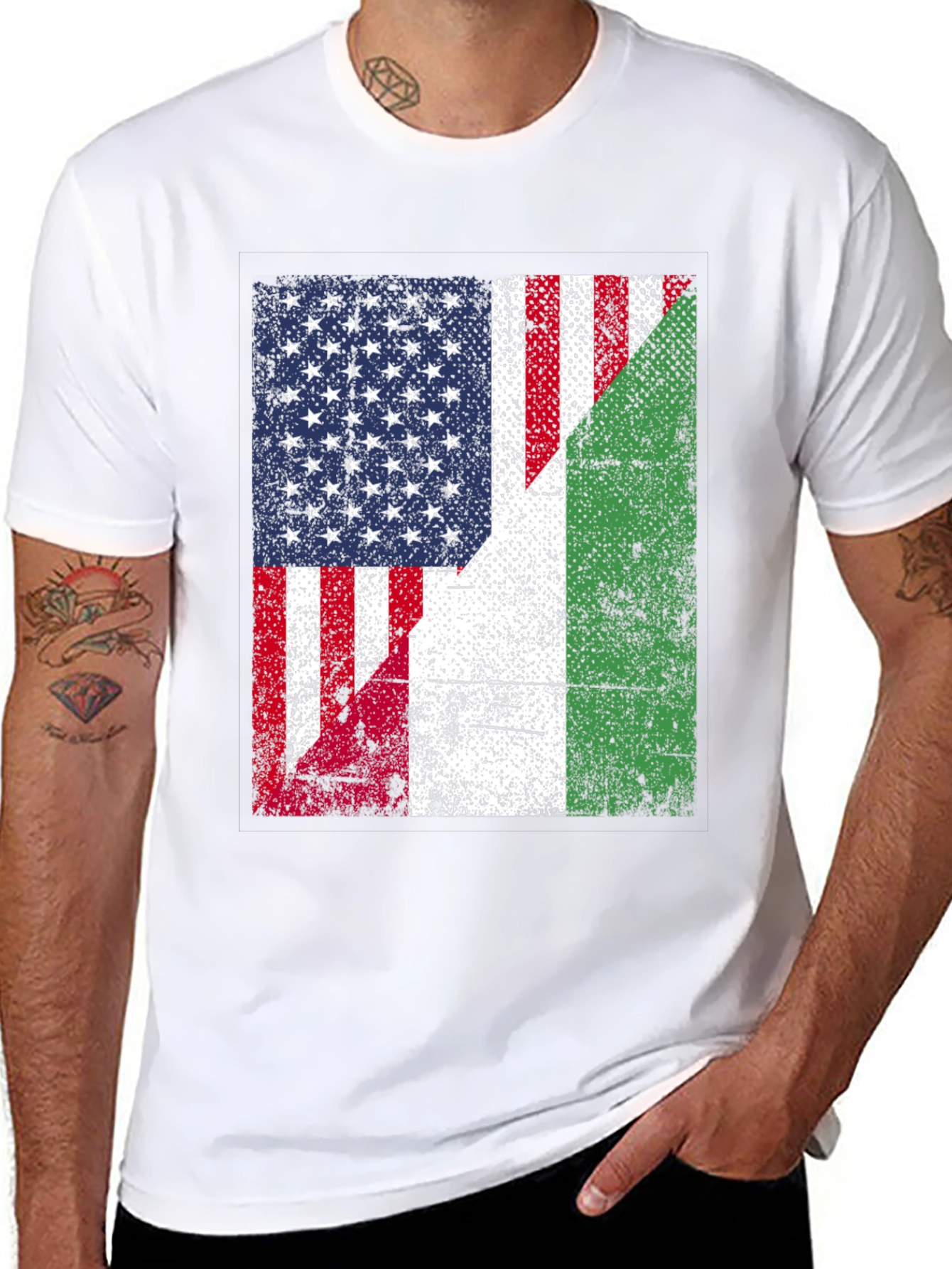 USA & Italy Flag T-Shirt