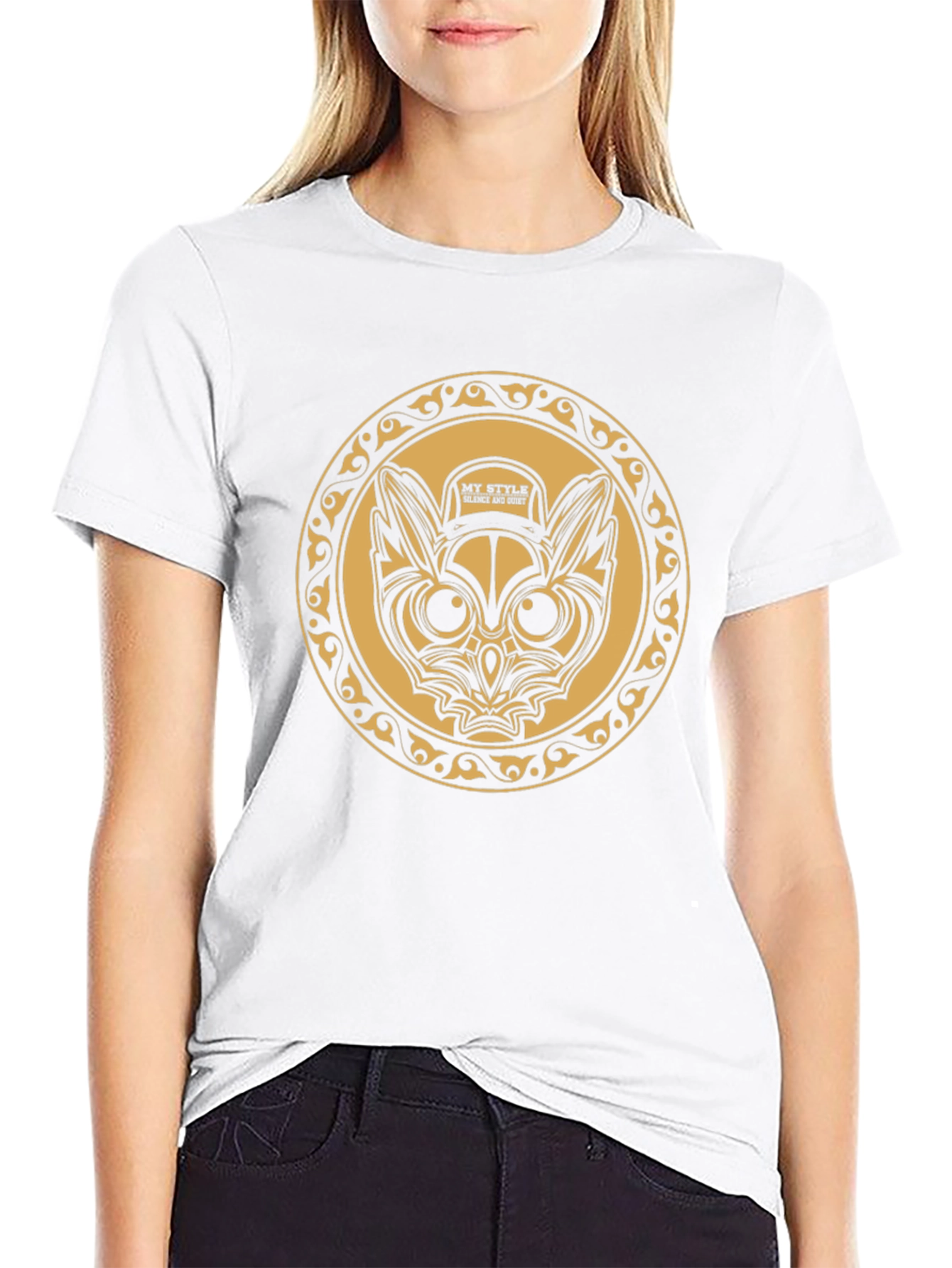 Mens Black Graphic Tee - Owl Design