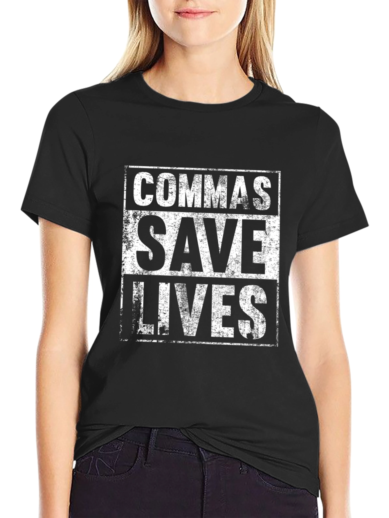 Commas Save Lives T-Shirt - Grammar Humor Tee