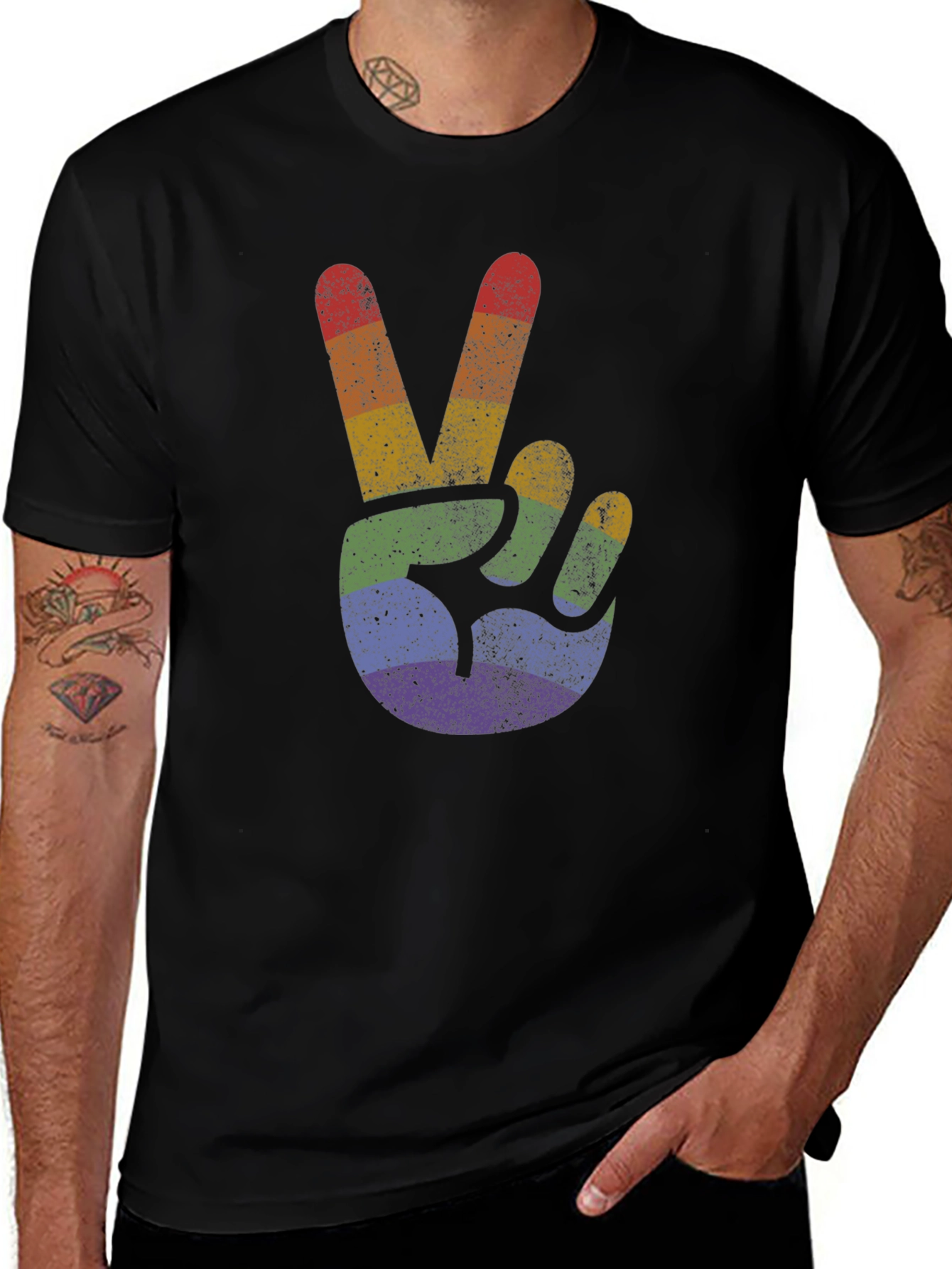 Retro Rainbow Peace Sign T-Shirt