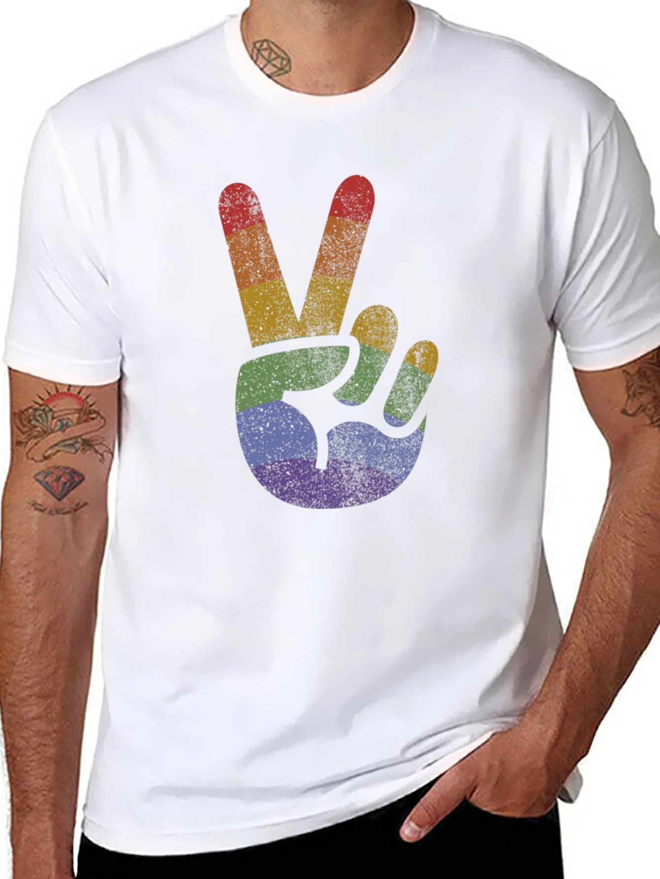 Retro Rainbow Peace Sign T-Shirt