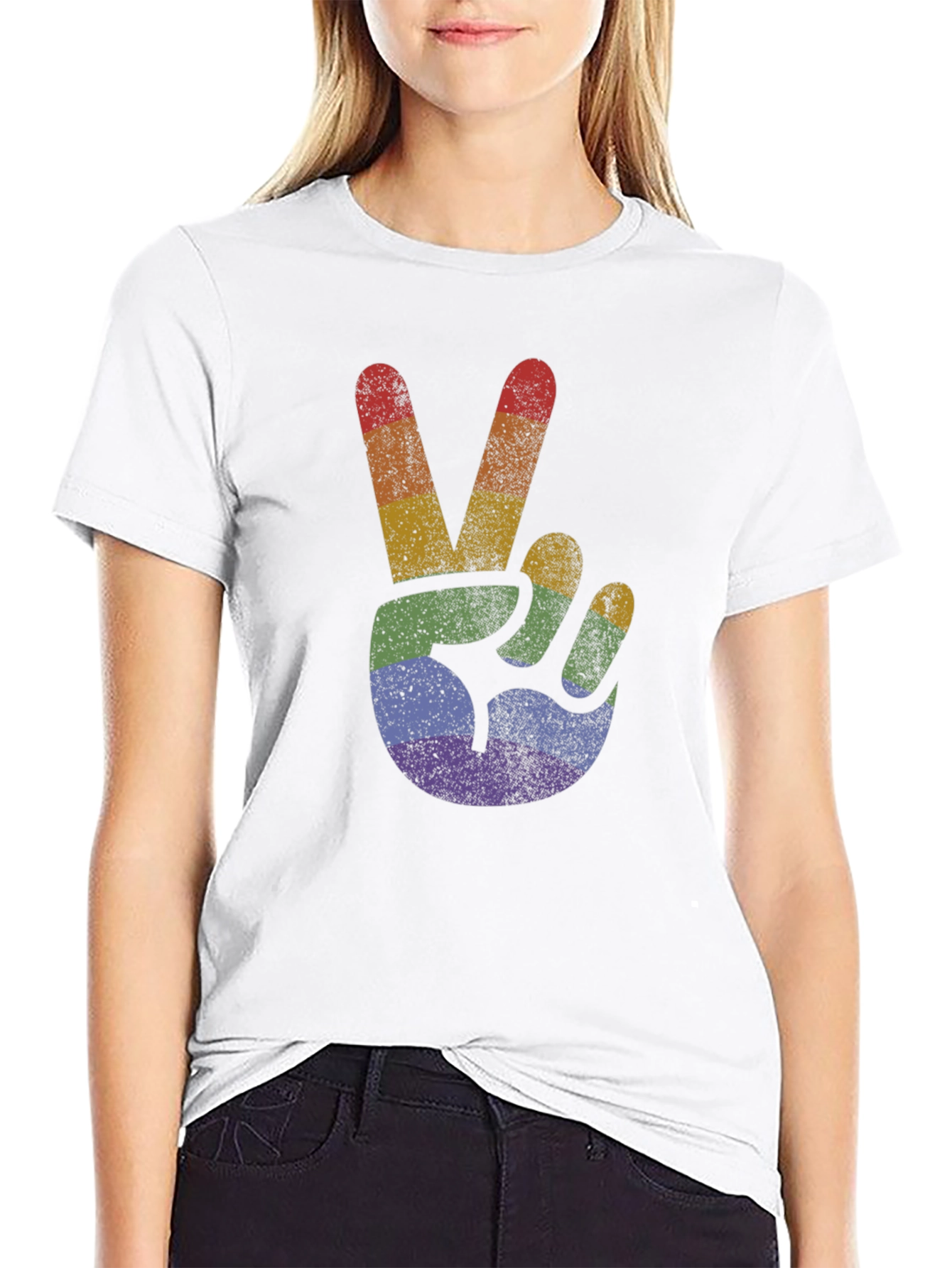 Retro Rainbow Peace Sign T-Shirt