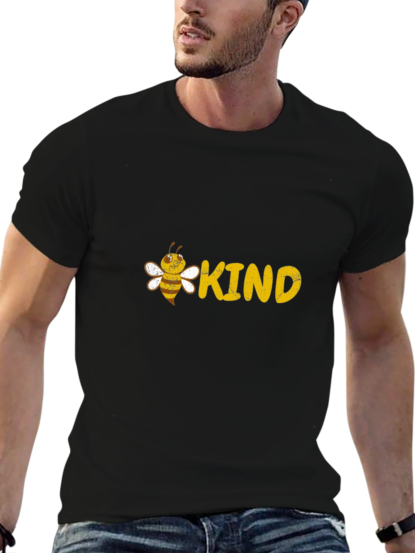 Bee Kind Graphic Tee - Black Cotton T-Shirt