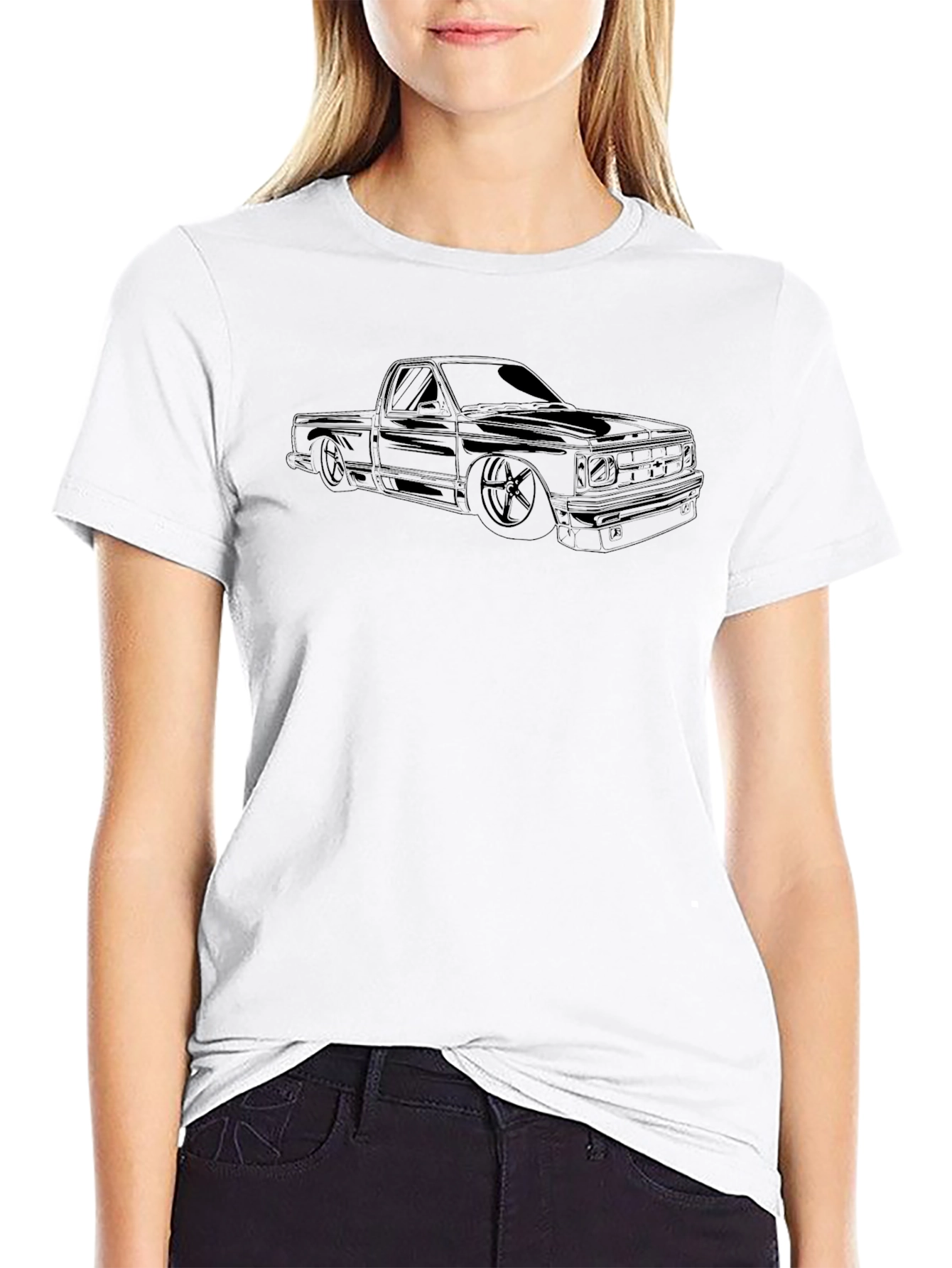 Classic Truck Outline Tee - Black Cotton Graphic T-Shirt