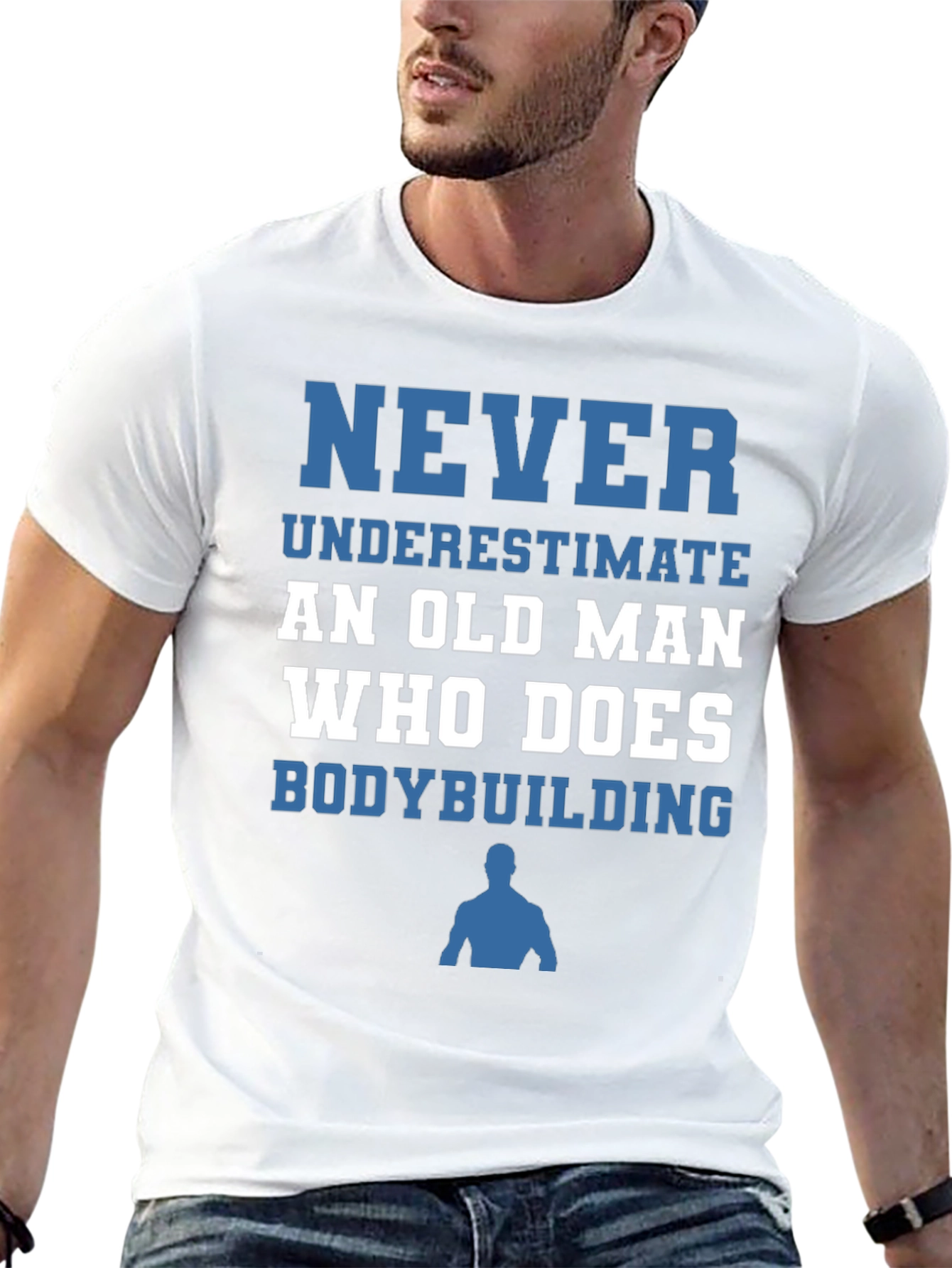 Never Underestimate Old Man Bodybuilding T-Shirt