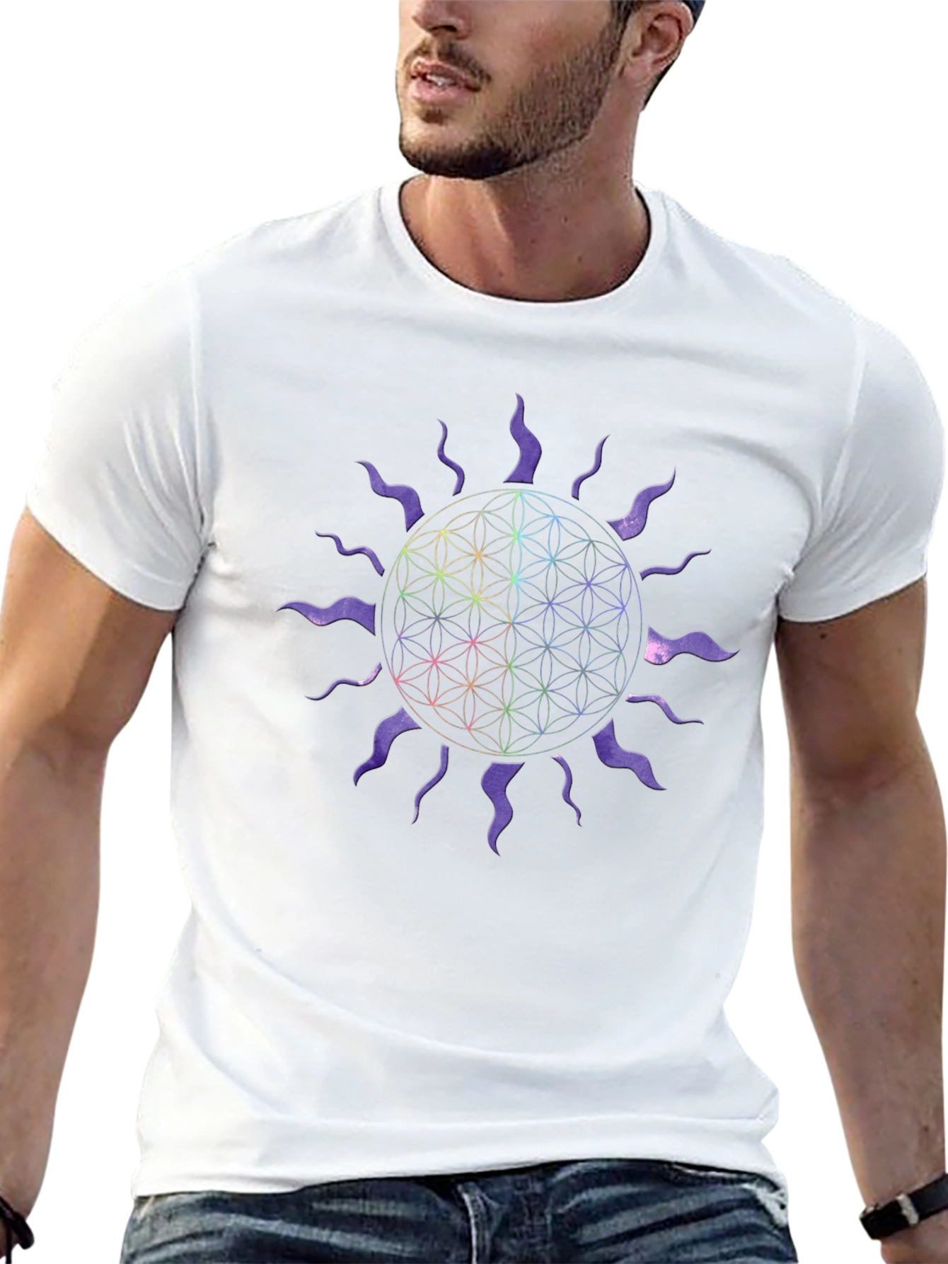Flower of Life Sun Graphic Tee - Black
