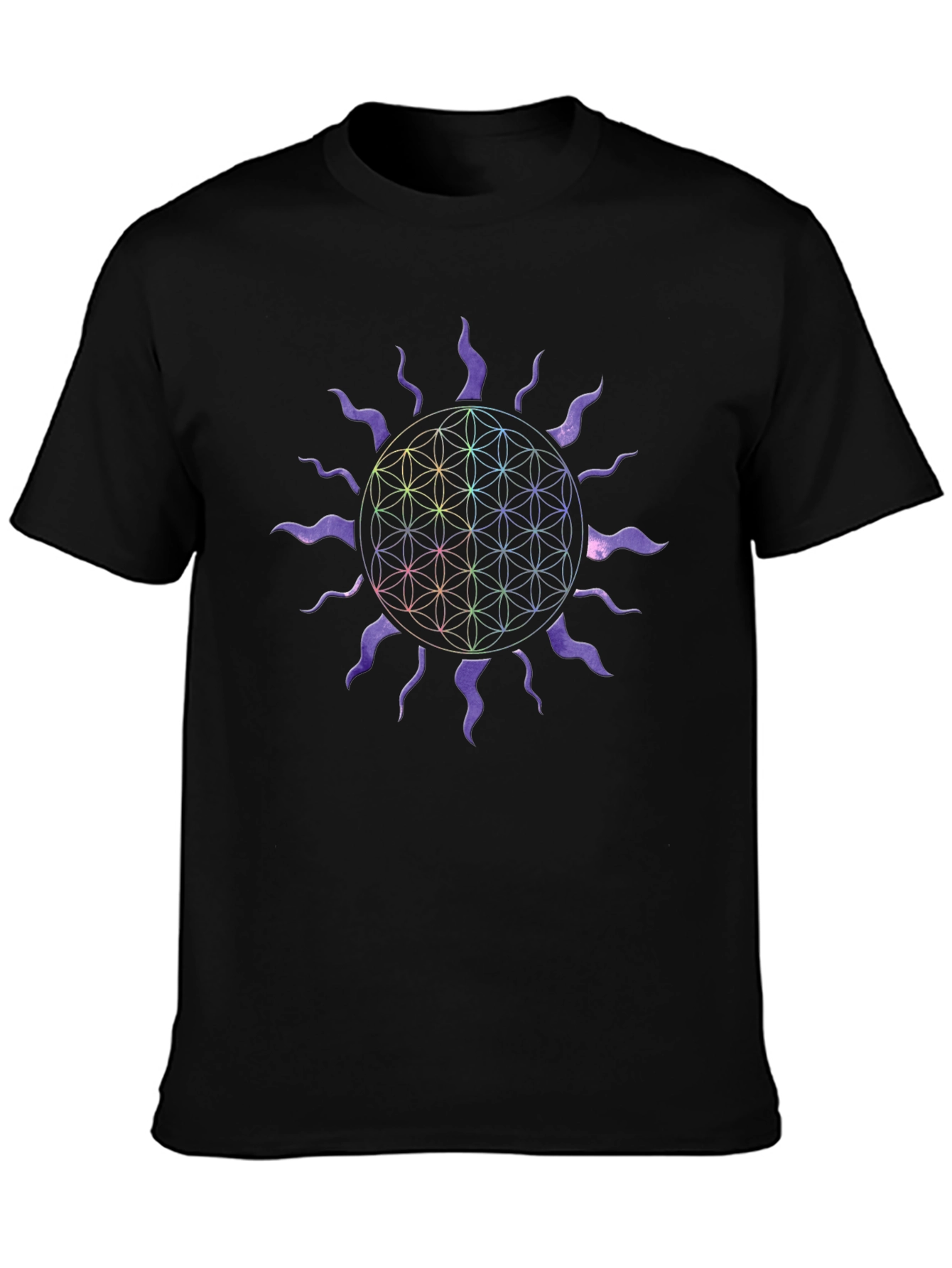 Flower of Life Sun Graphic Tee - Black