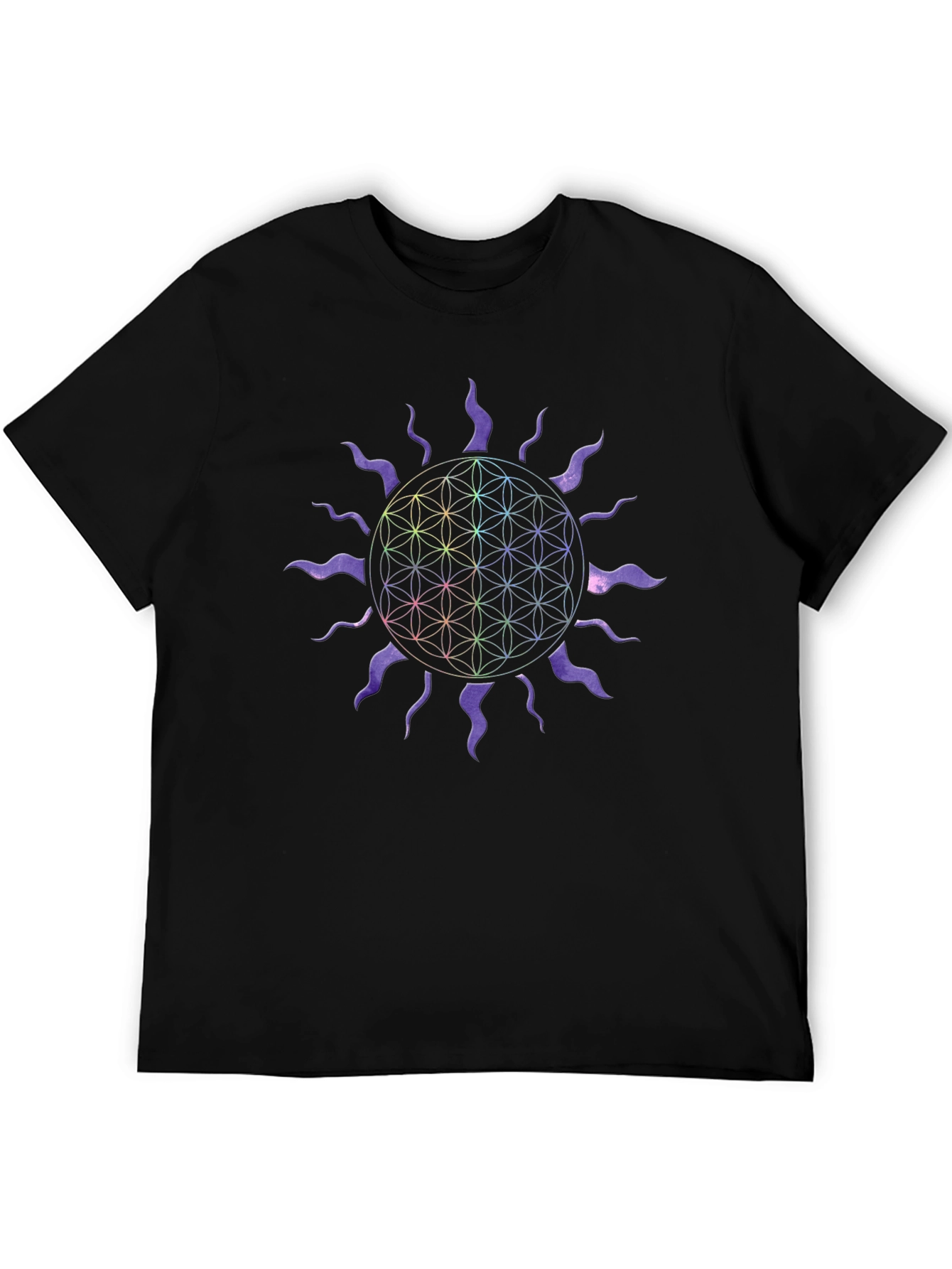 Flower of Life Sun Graphic Tee - Black