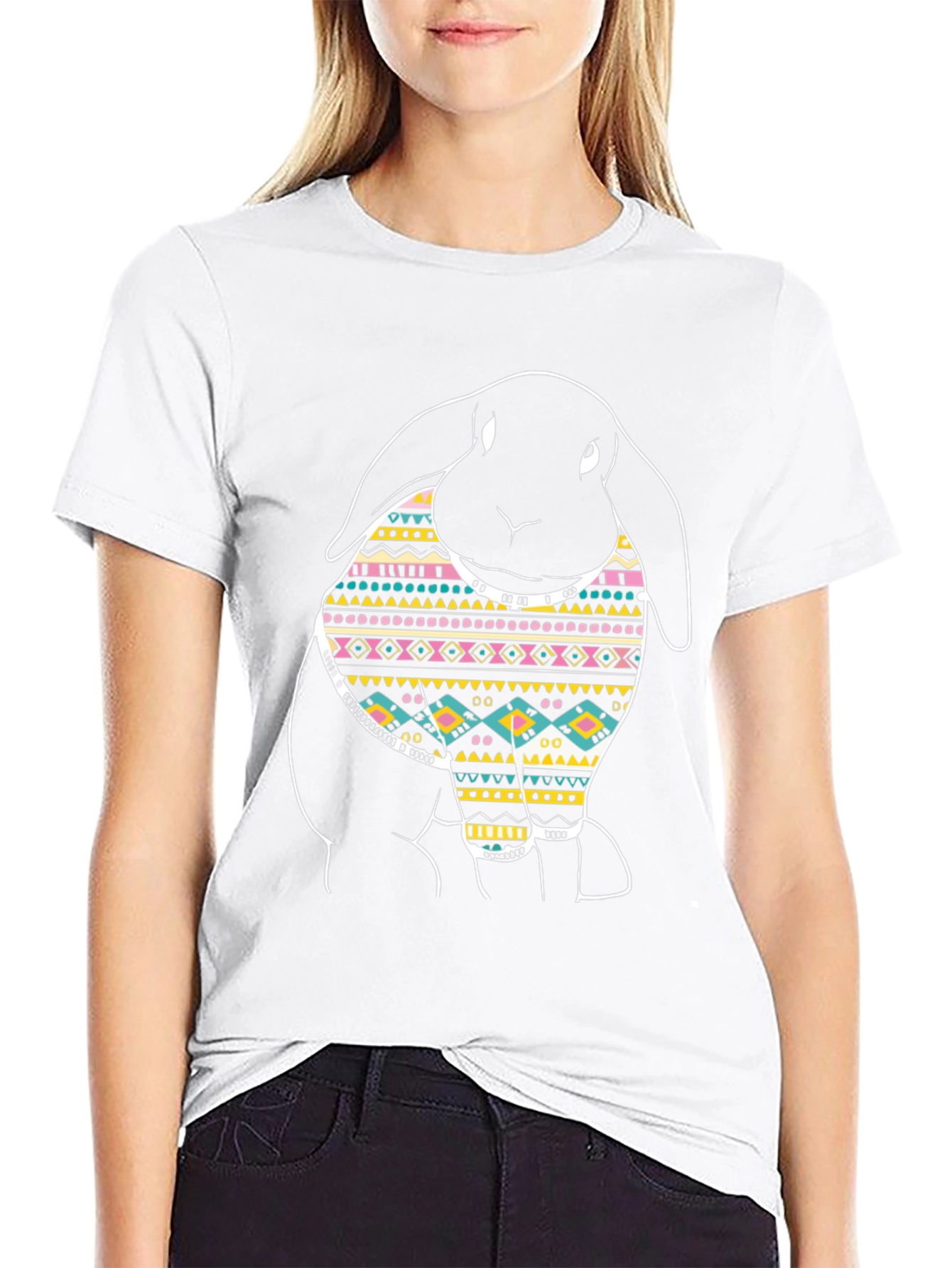 Rabbit Pattern Graphic T-Shirt