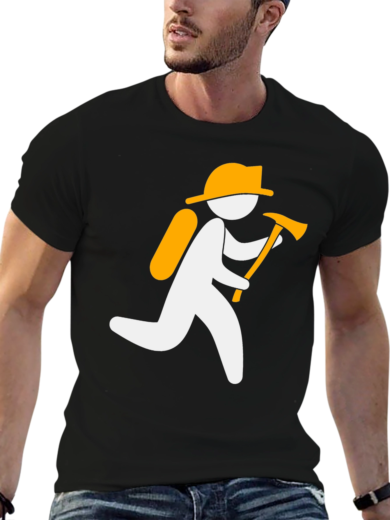 Firefighter Graphic Tee - Black Cotton T-Shirt