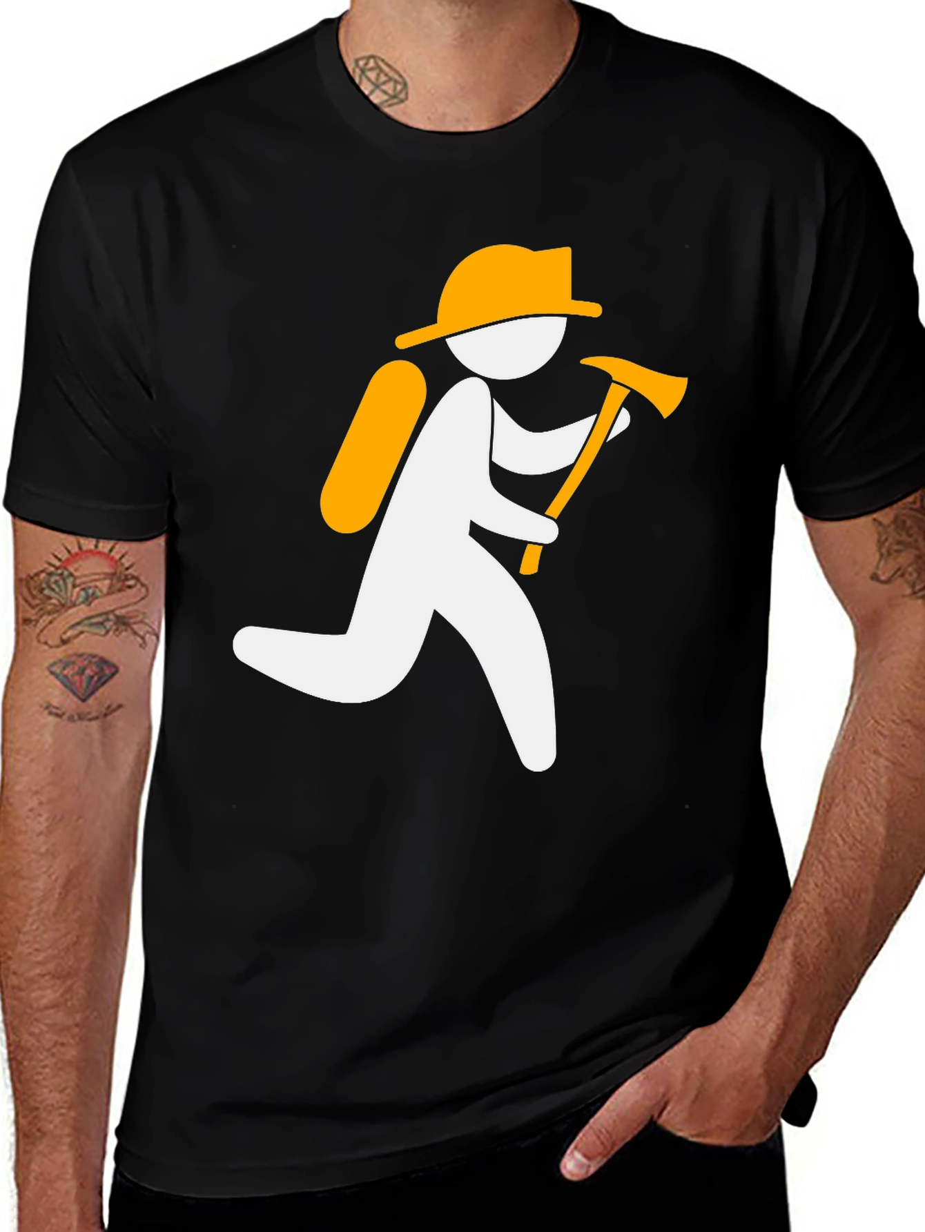 Firefighter Graphic Tee - Black Cotton T-Shirt