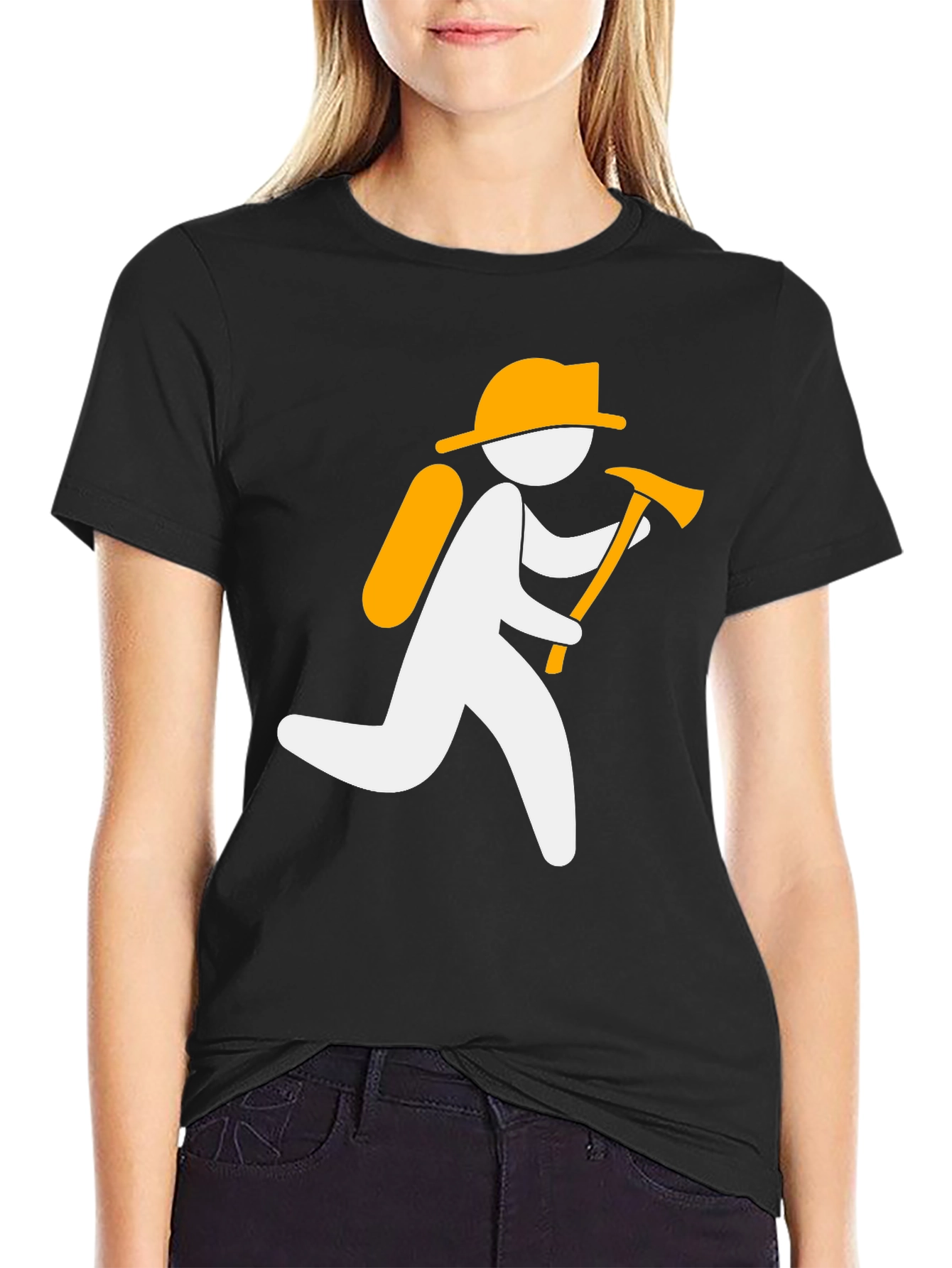 Firefighter Graphic Tee - Black Cotton T-Shirt