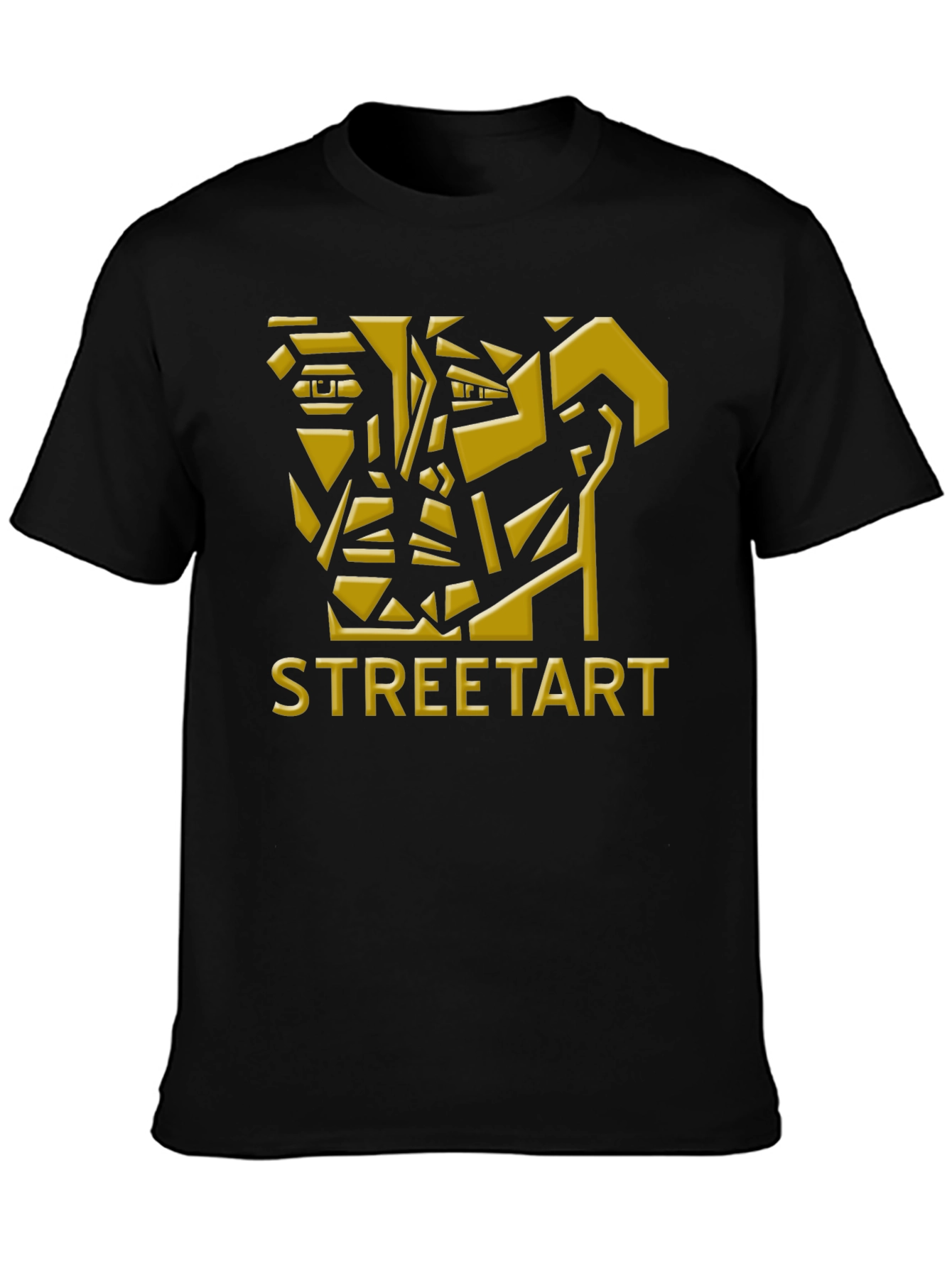 Street Art Geometric Graphic T-Shirt - Black