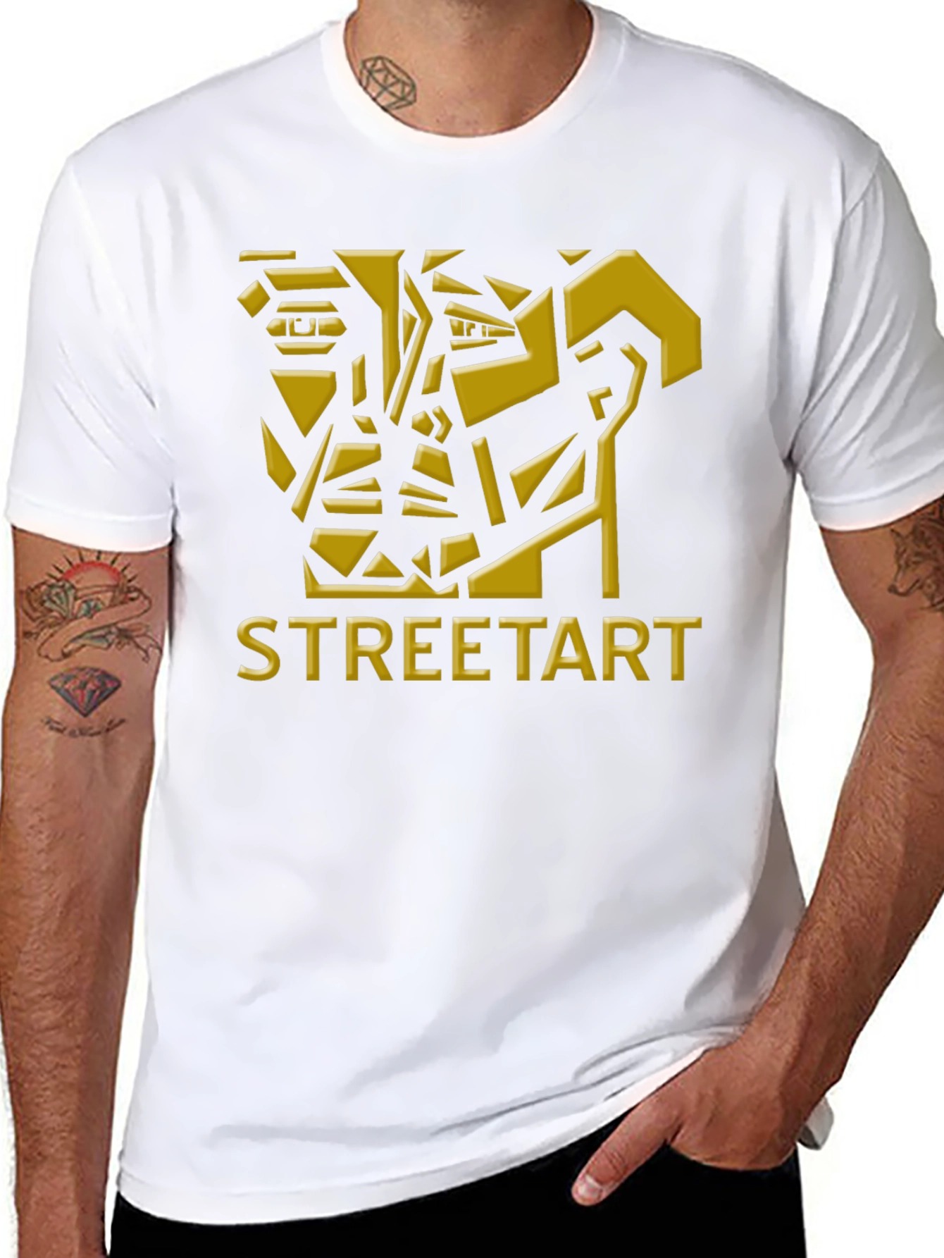 Street Art Geometric Graphic T-Shirt - Black