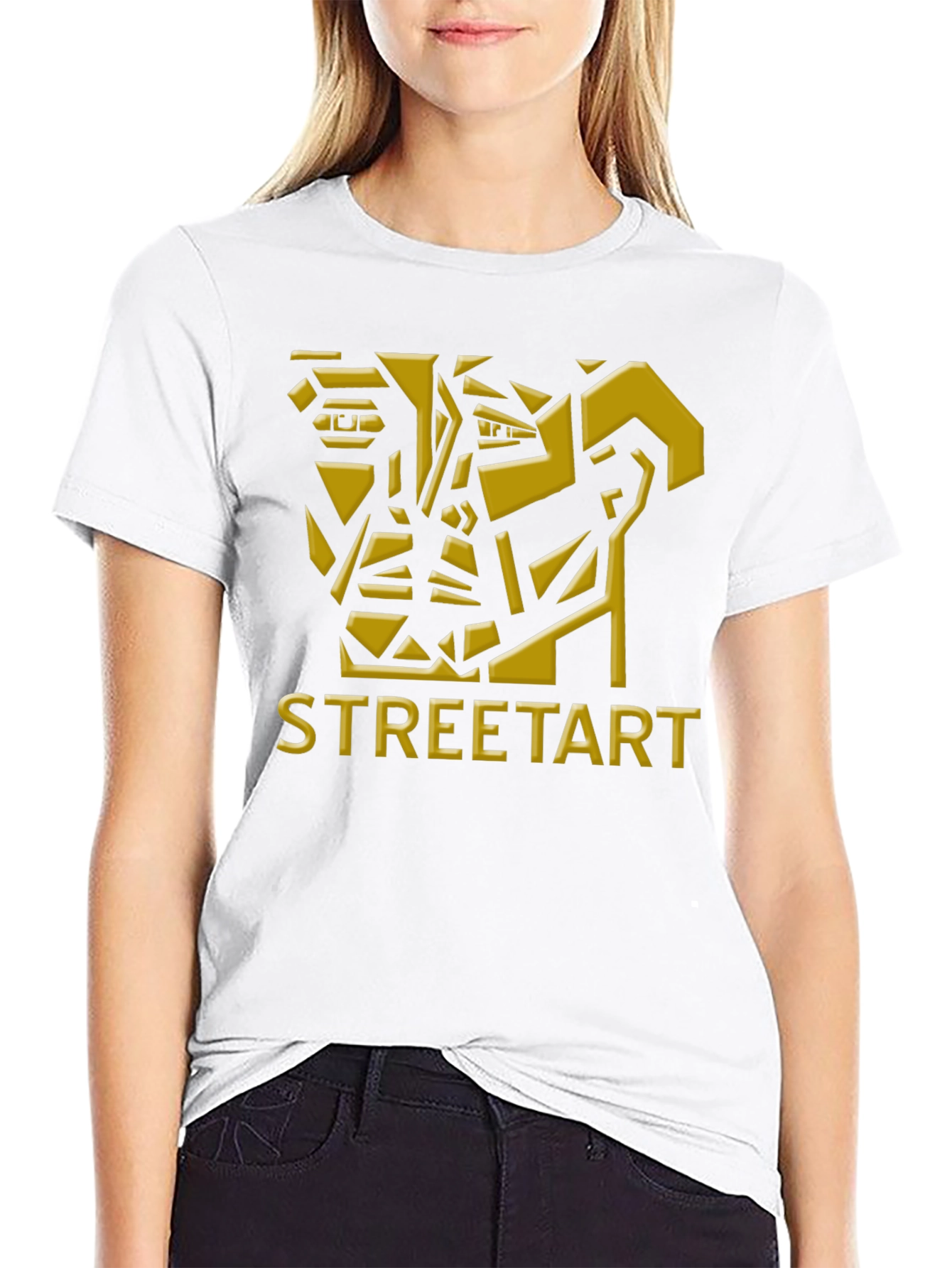 Street Art Geometric Graphic T-Shirt - Black