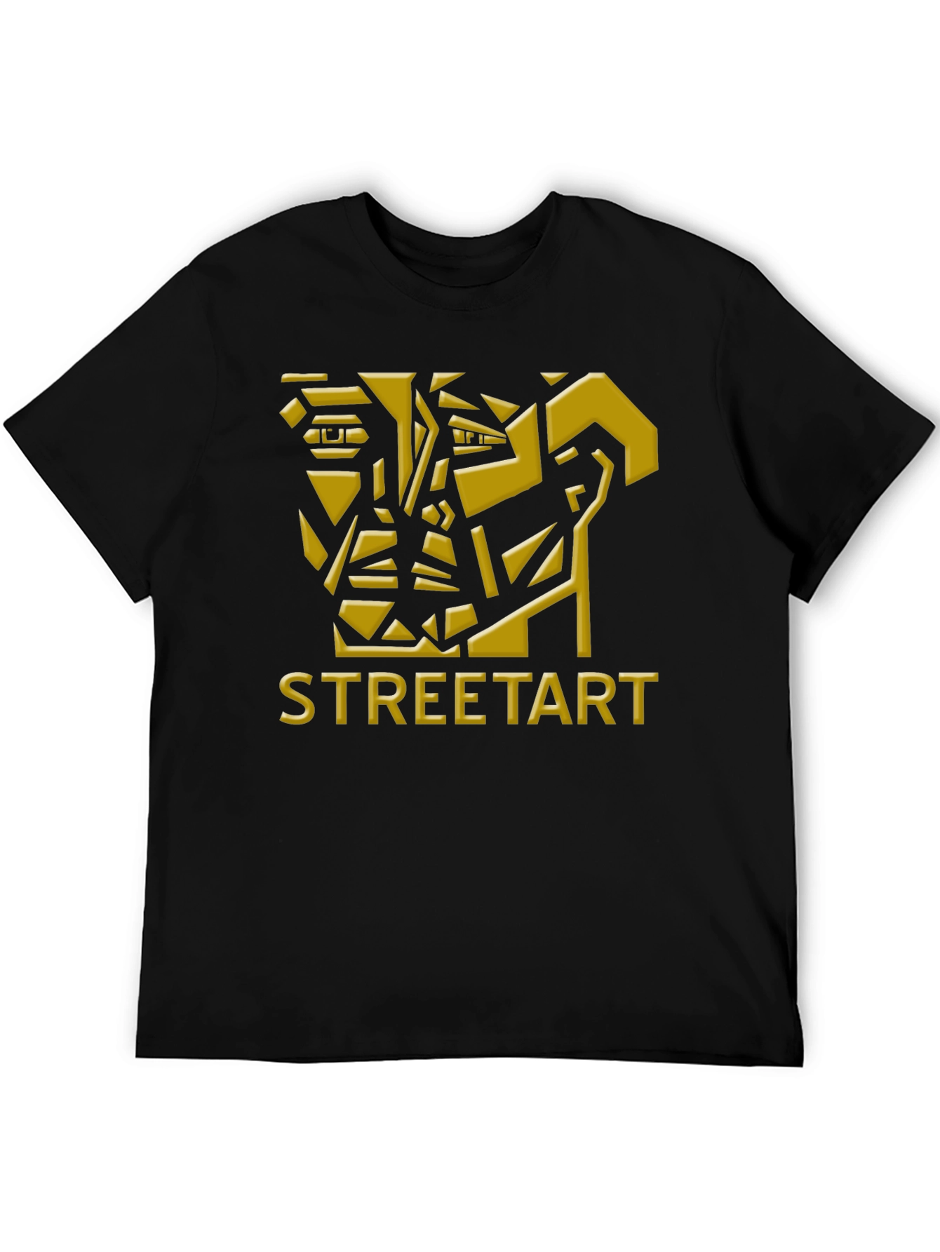Street Art Geometric Graphic T-Shirt - Black