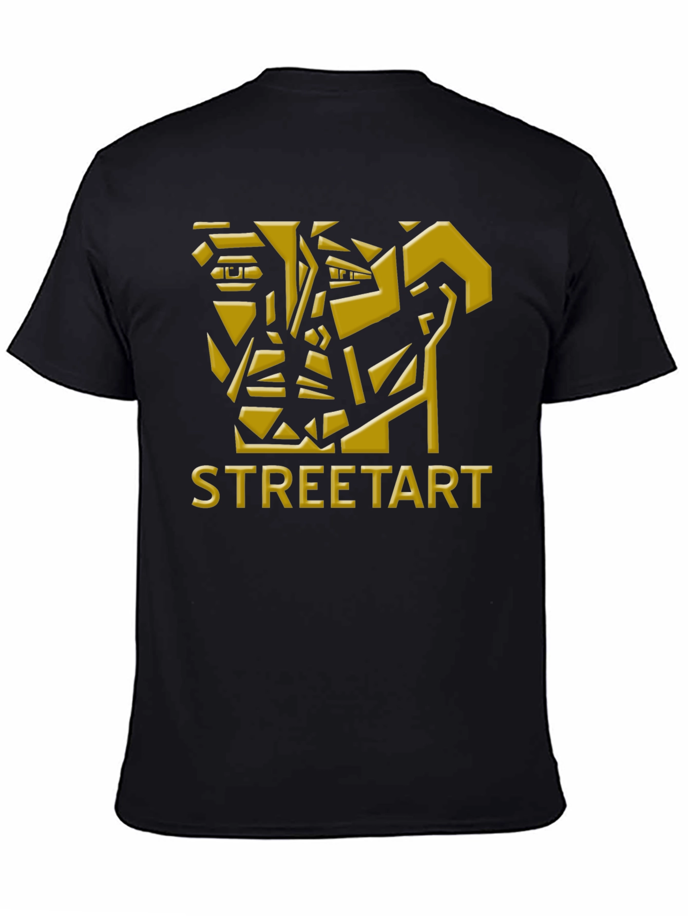 Street Art Geometric Graphic T-Shirt - Black